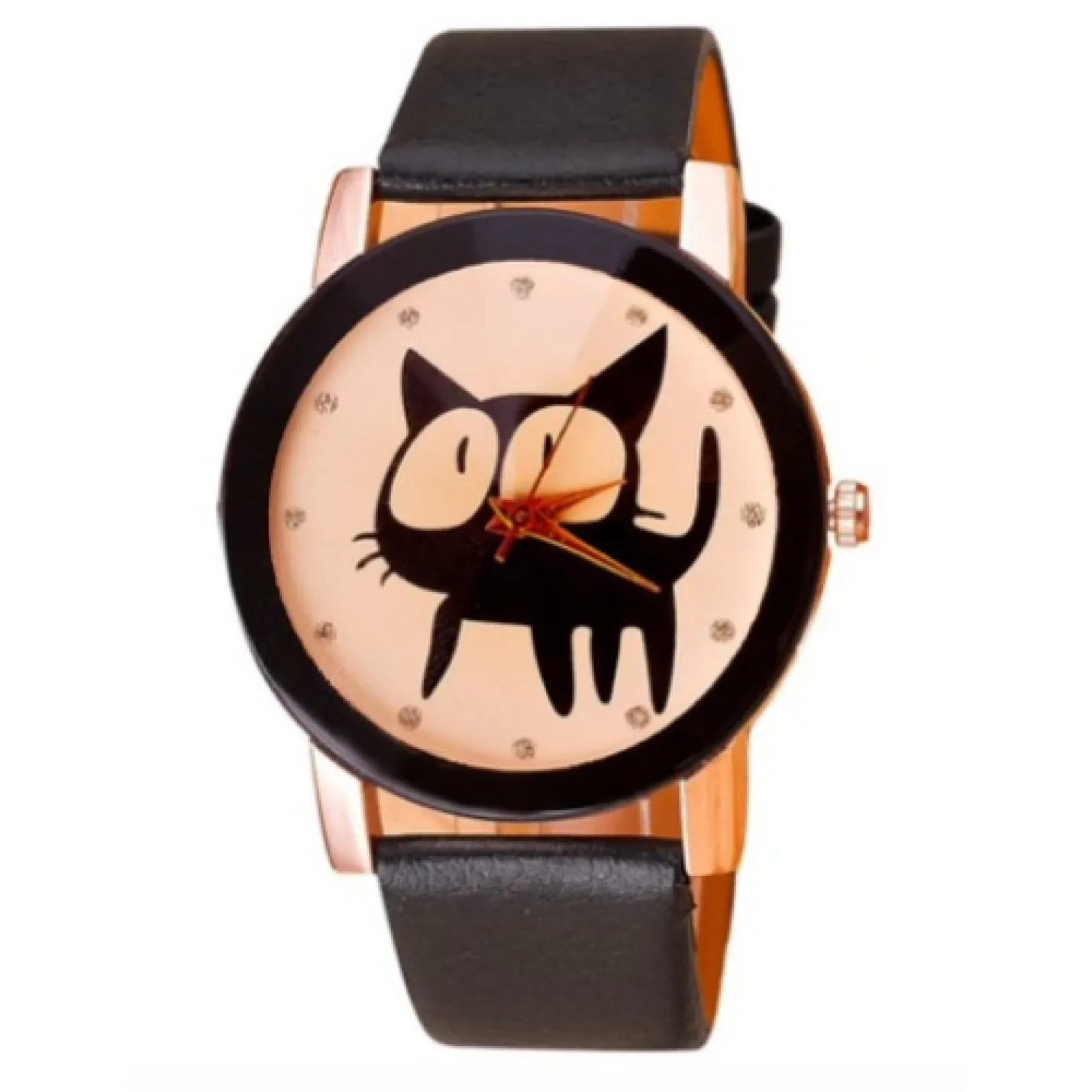 Hidzo Horloge Kat Ø 37 mm - Zwart - Kunstleer
