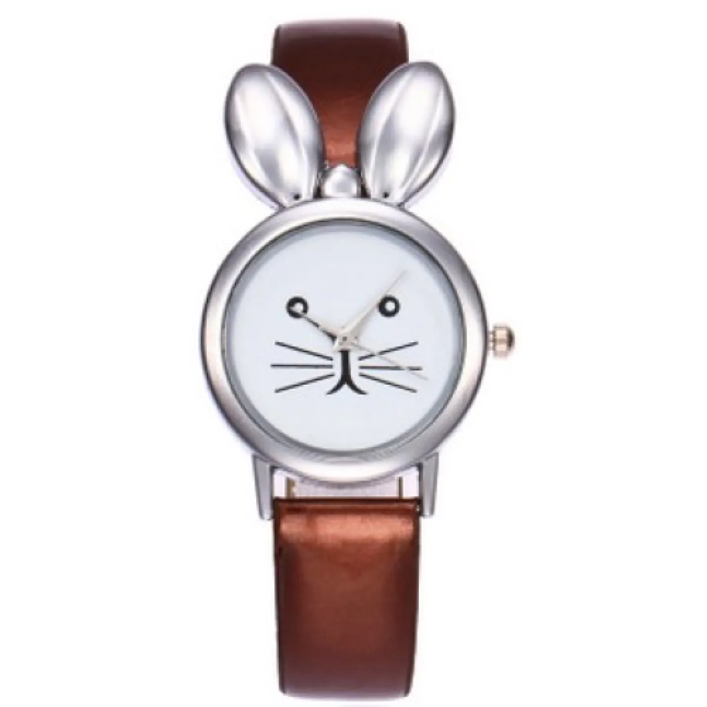 Hidzo Horloge Konijn Ø 37 mm - Bruin - Kunstleer