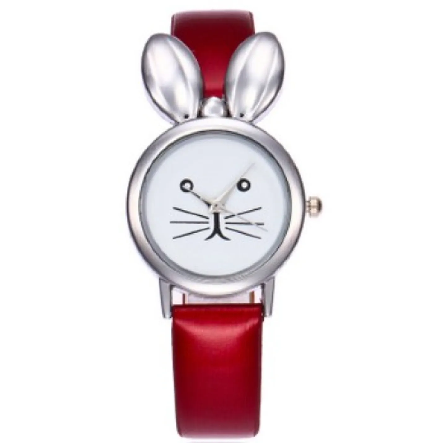 Hidzo Horloge Konijn Ø 37 mm - Rood - Kunstleer