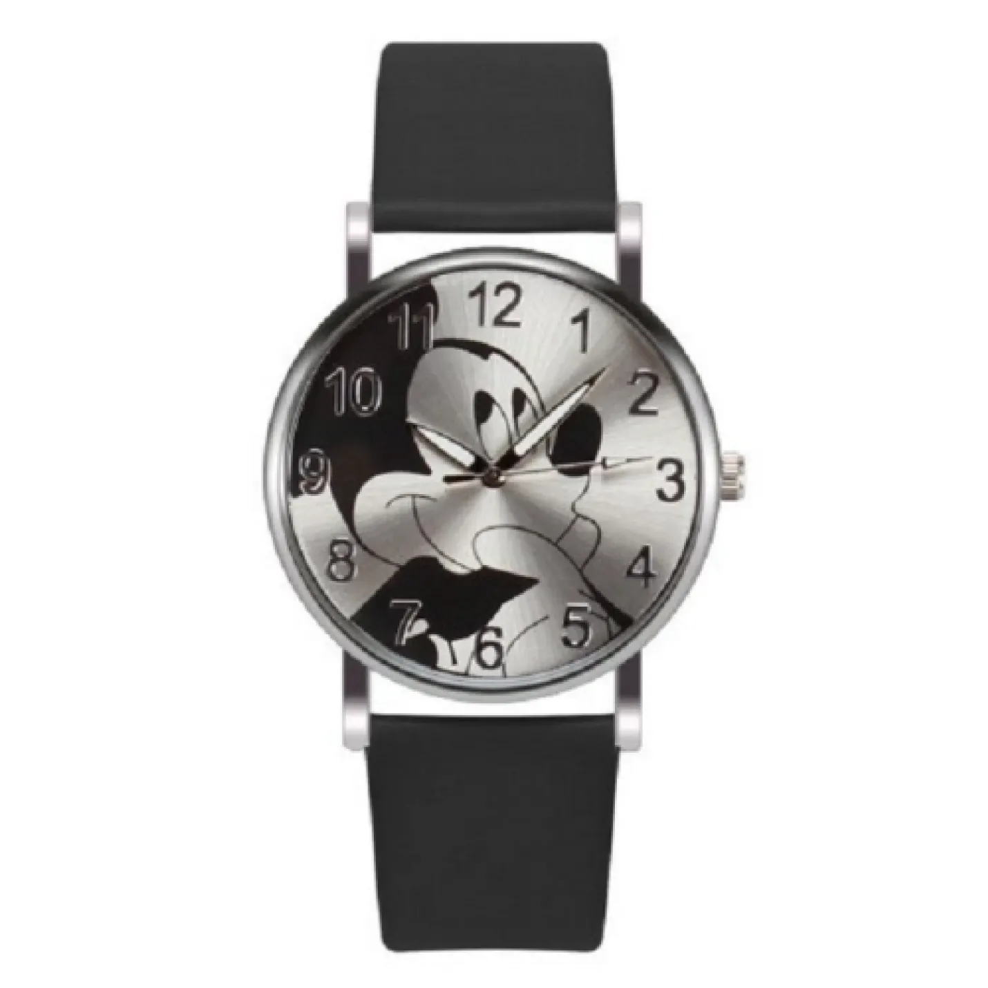 Hidzo Horloge Mickey Mouse Ø 37 mm - Zwart - Kunstleer