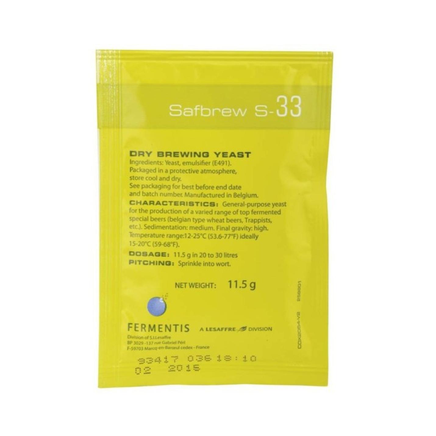 S-33 Safbrew Fermentis biergist 11,5 G