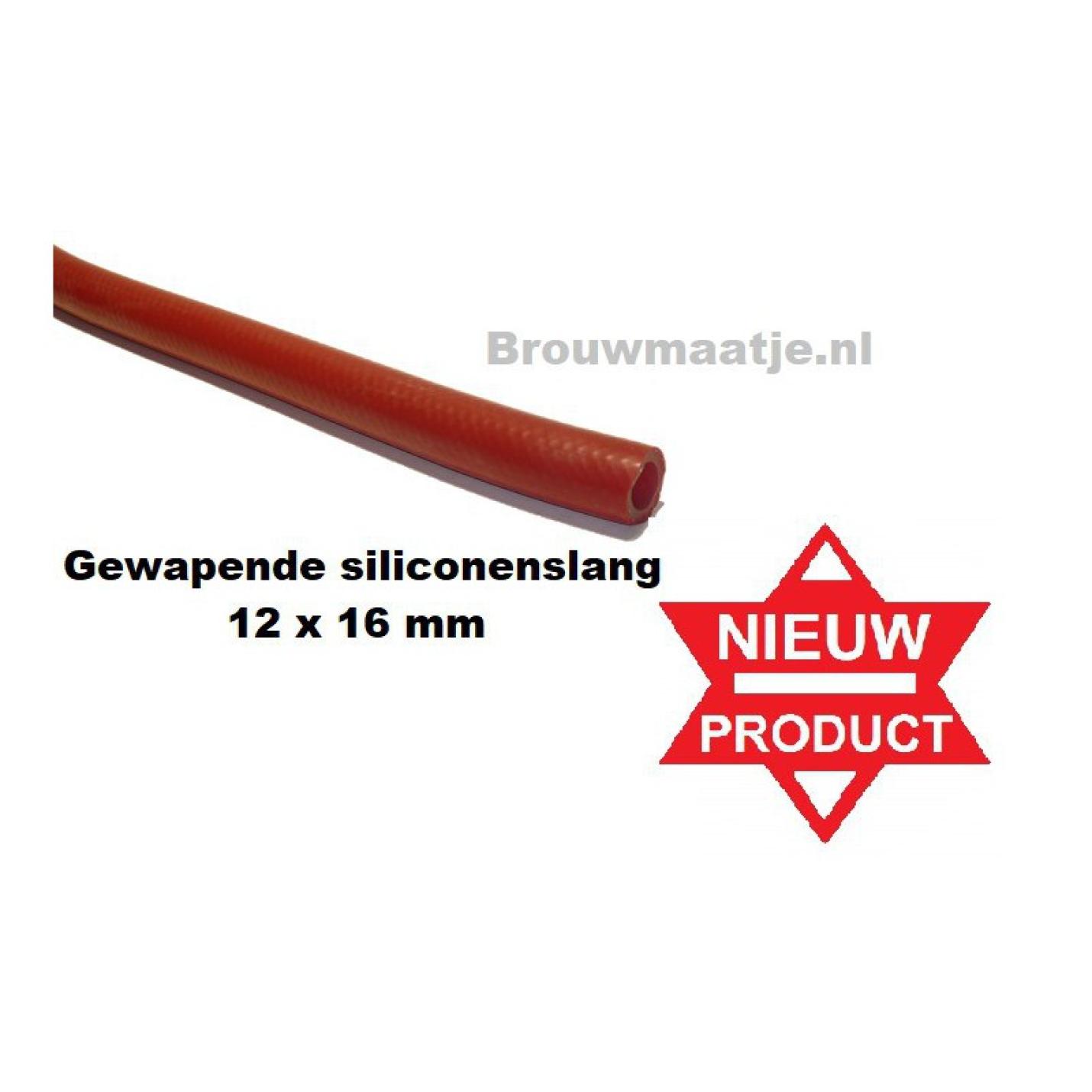 Siliconenslang gewapend ROOD 9,5X 16mm Pm.