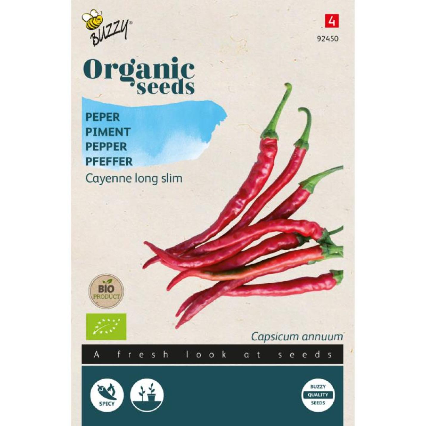 Buzzy® Organic Peper Cayenne long slim zaden(BIO)