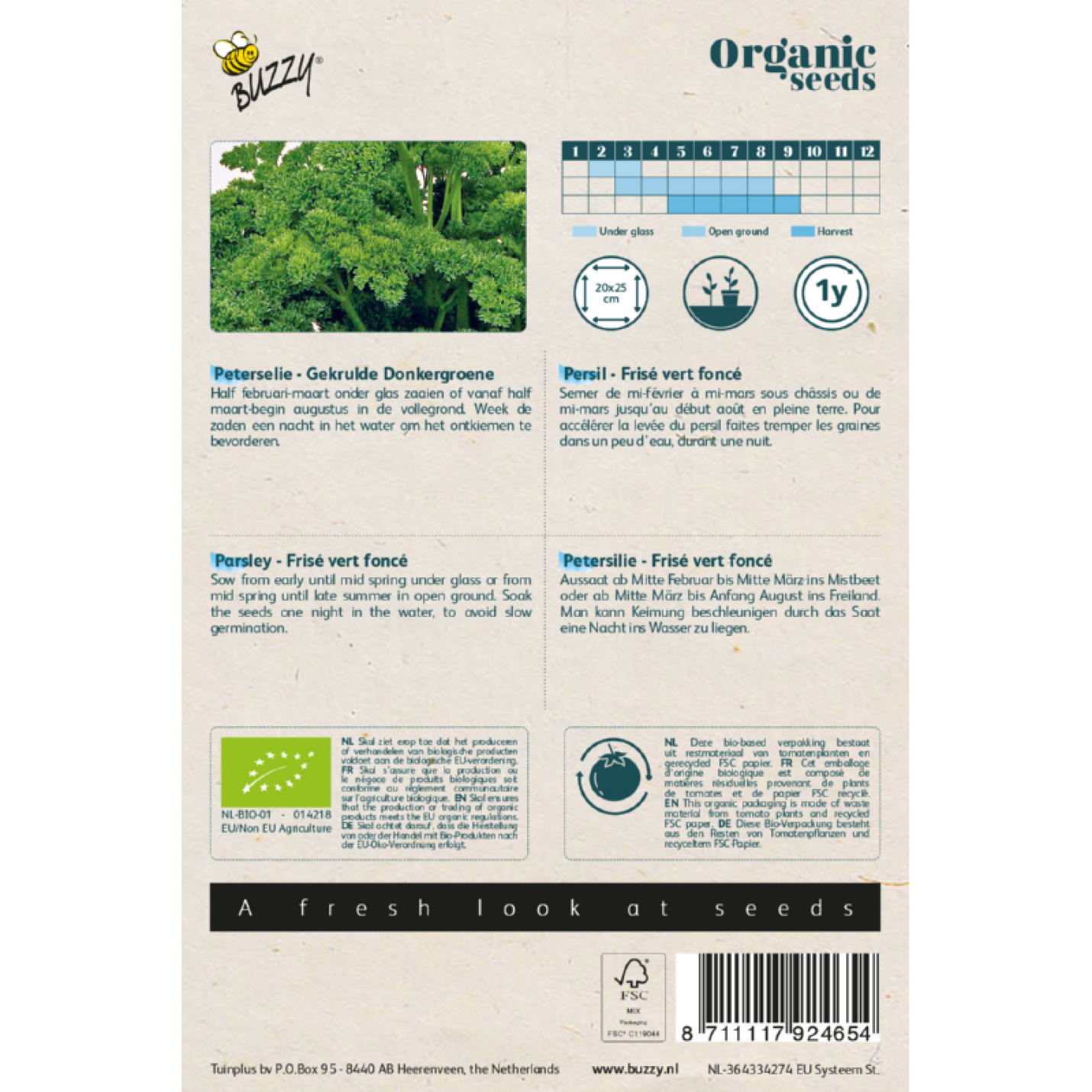 Buzzy® Organic Peterselie Gekrulde Donkergroene zaden(BIO)