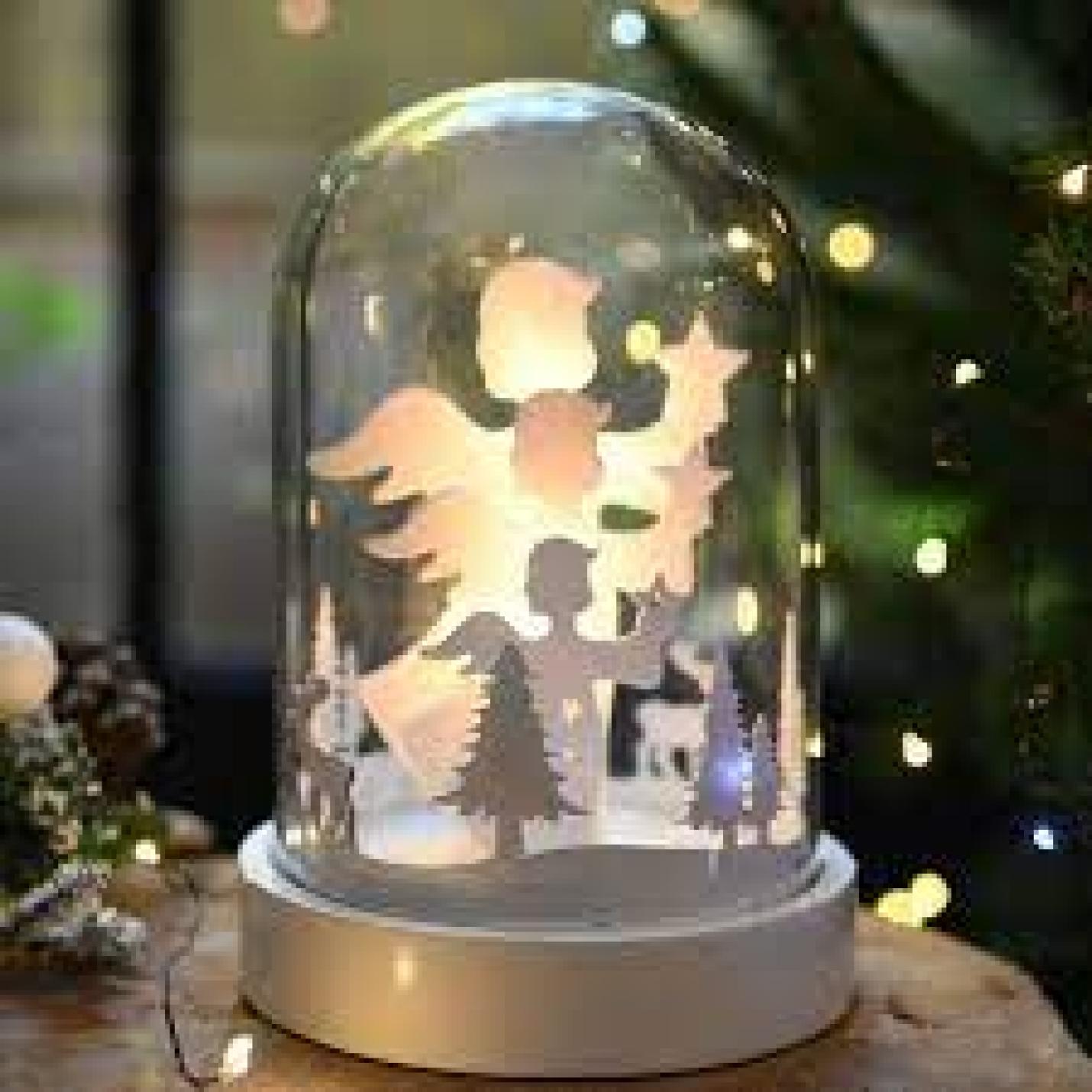 Kerst glazen stolp groot (18cm) engel - rendier - kerstboom