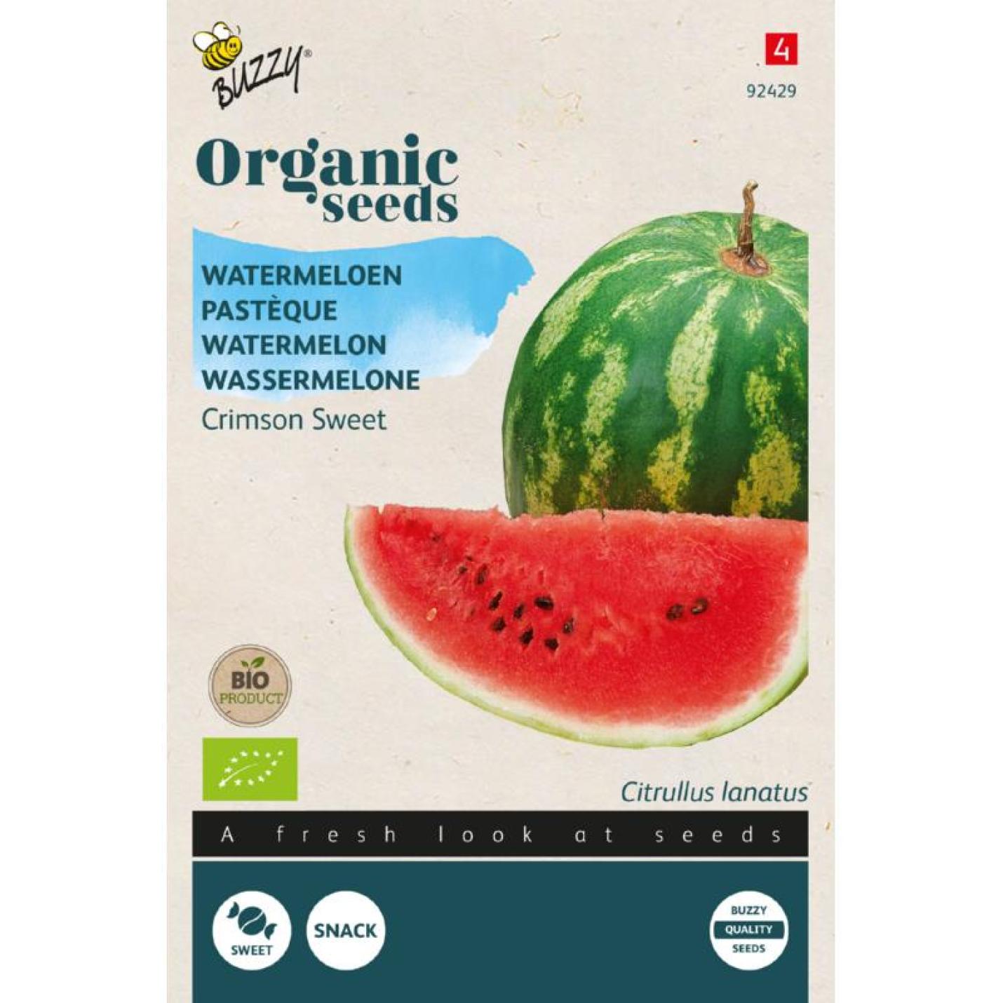 Buzzy® Organic Watermeloen Crimson Sweet zaden (BIO)