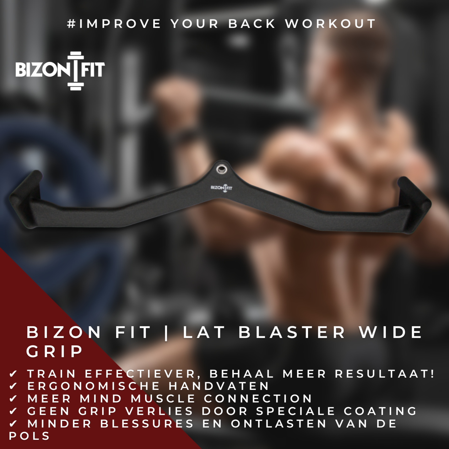 Lat Blaster Wide Grip | Type 5 | Lat Pull Down | Rug Training | Bizon Fit