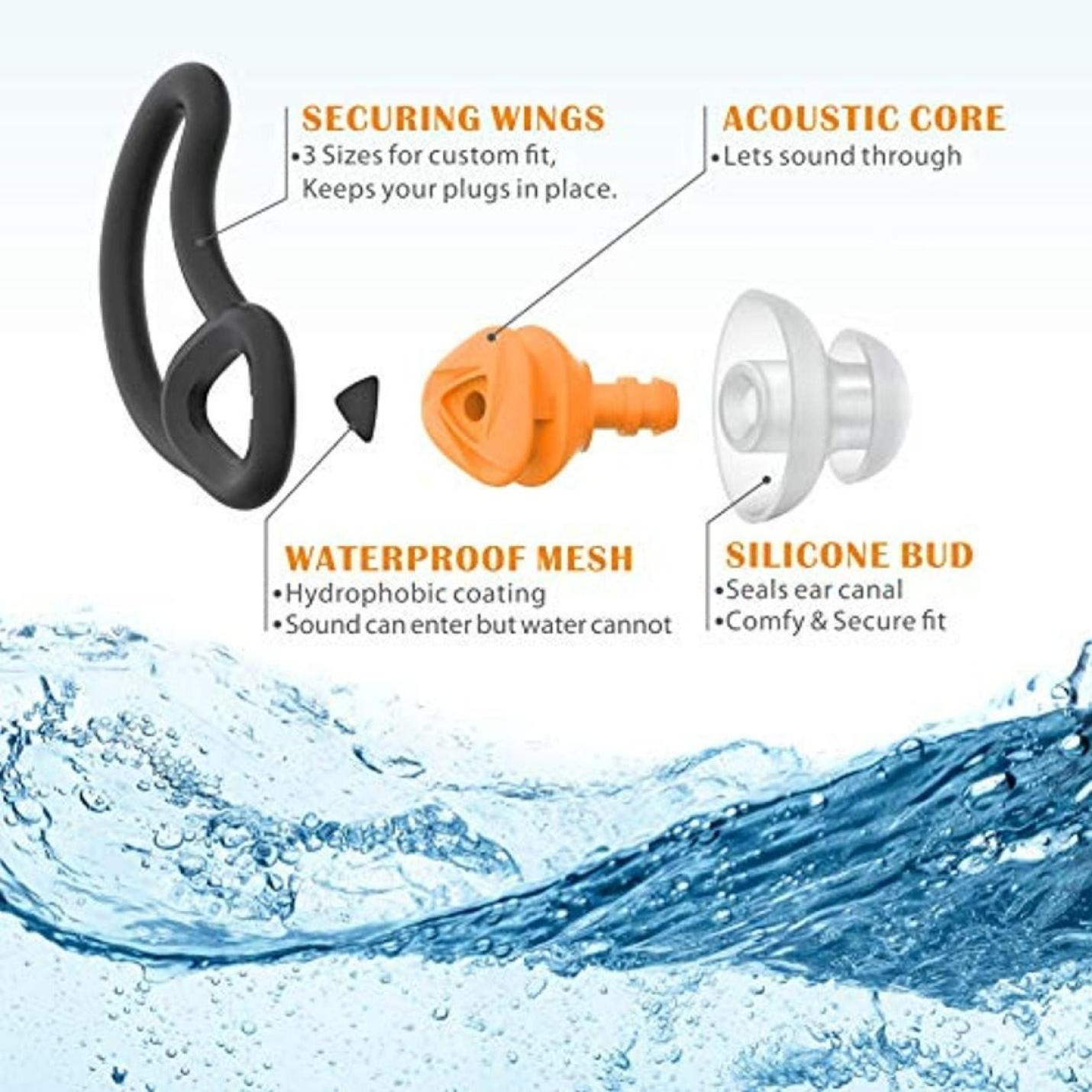 "2 paar drijvers oordopjes - Verbeterde siliconen precies passende waterbescherming zwemoordopjes"