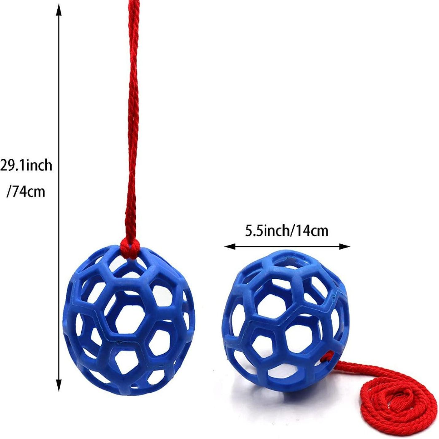 2 horse treat balls for hanging and stress relief, with hay feeder and toy ball