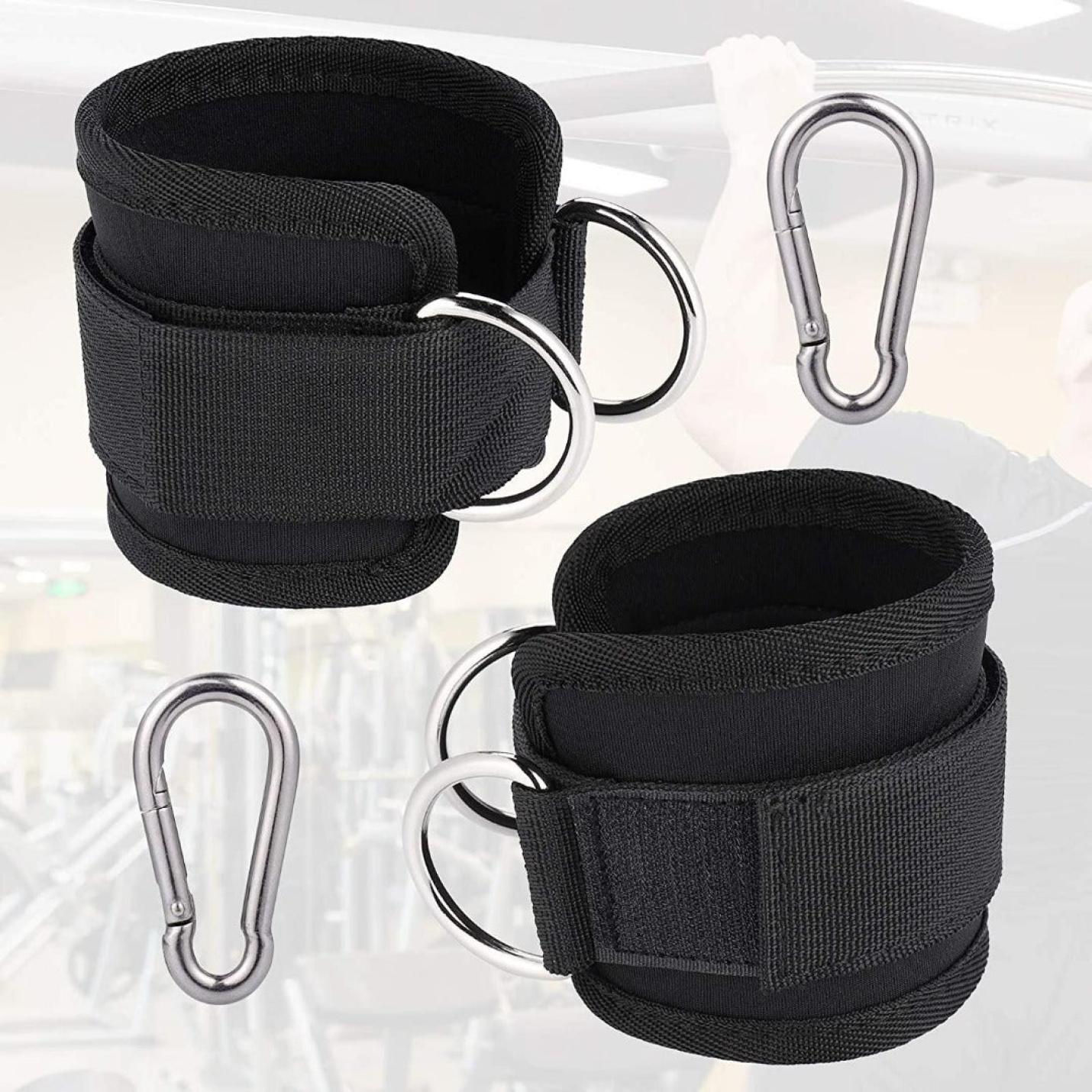 Adjustable enkelbanden met dubbele D-ring en gewatteerde enkelmanchetbanden voor kabelmachine - set van 2 - fitness beenoefening bevestiging voor enkelmanchet