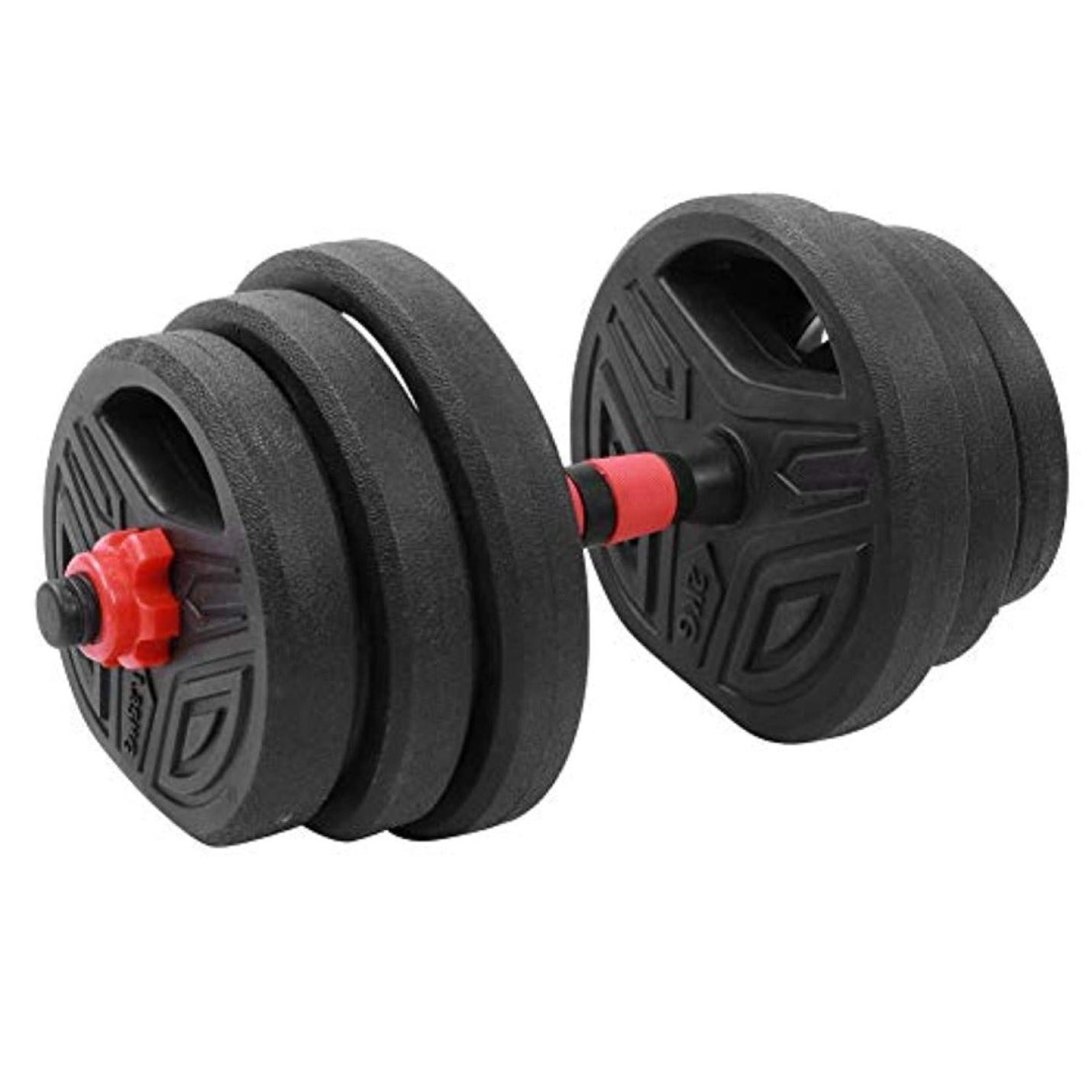 20 kg halterset met plastic gecoate dumbbells en halterstang voor thuisfitness