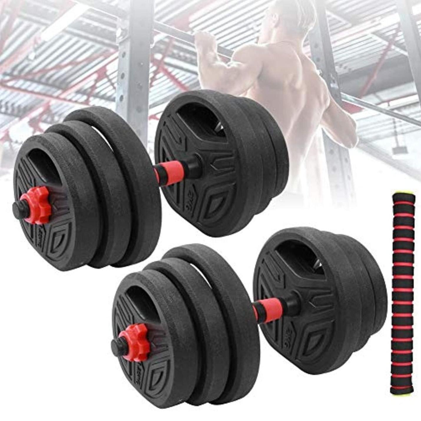 Dumbbell set met 20 kg gewichten en lange halterstang voor fitness en krachttraining