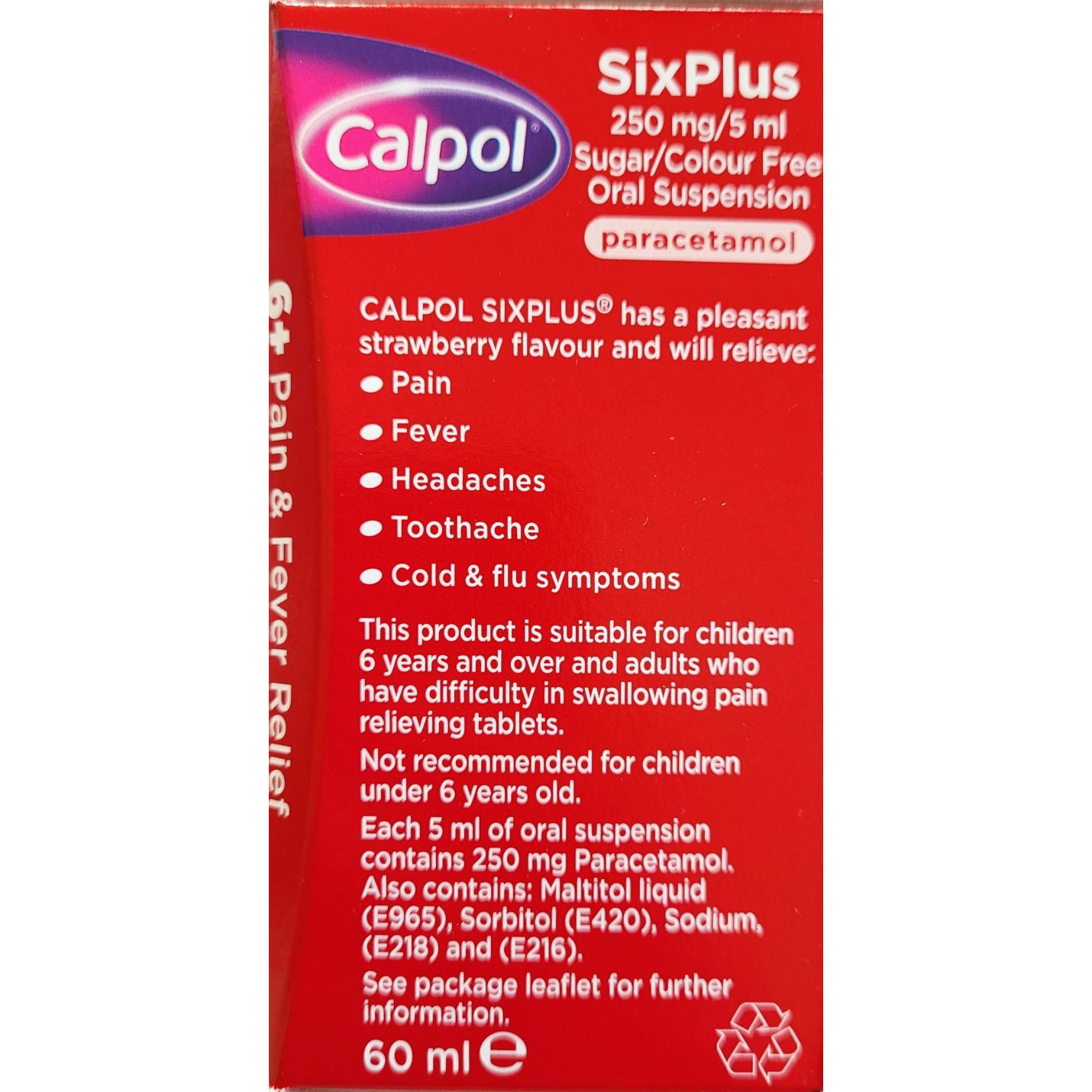 Calpol Six Plus Sugar Free 60ml; Afbeelding: 2