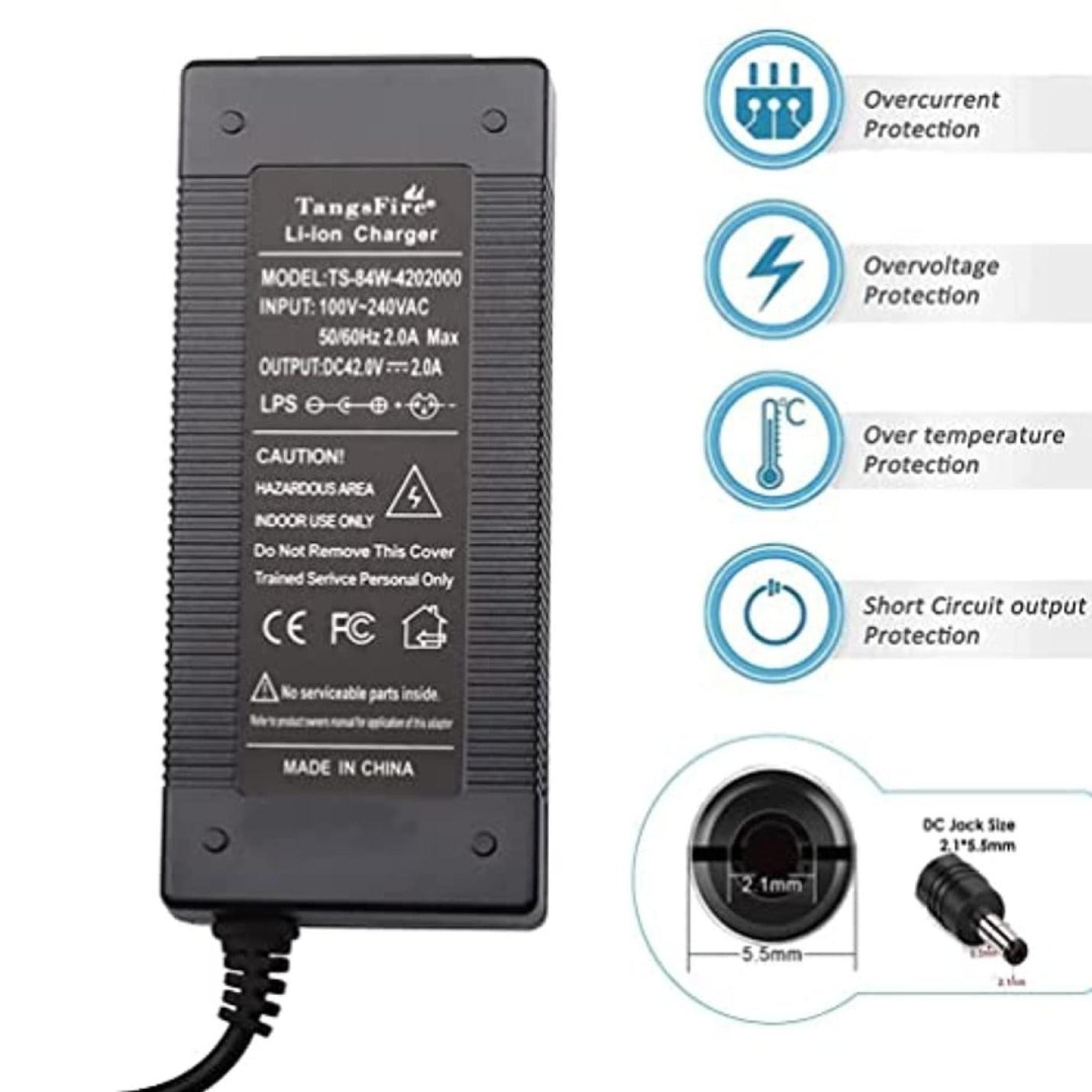 36V electric bike/scooter charger with 42V input and 2A rating