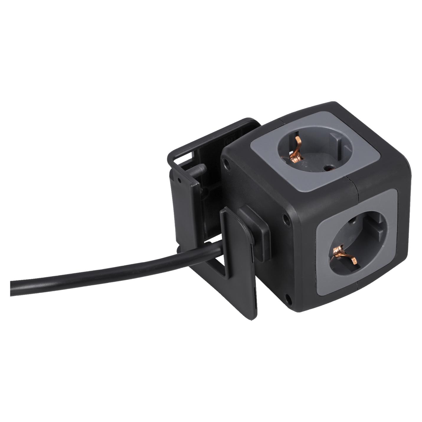 powercube 4voudig + usb zwart