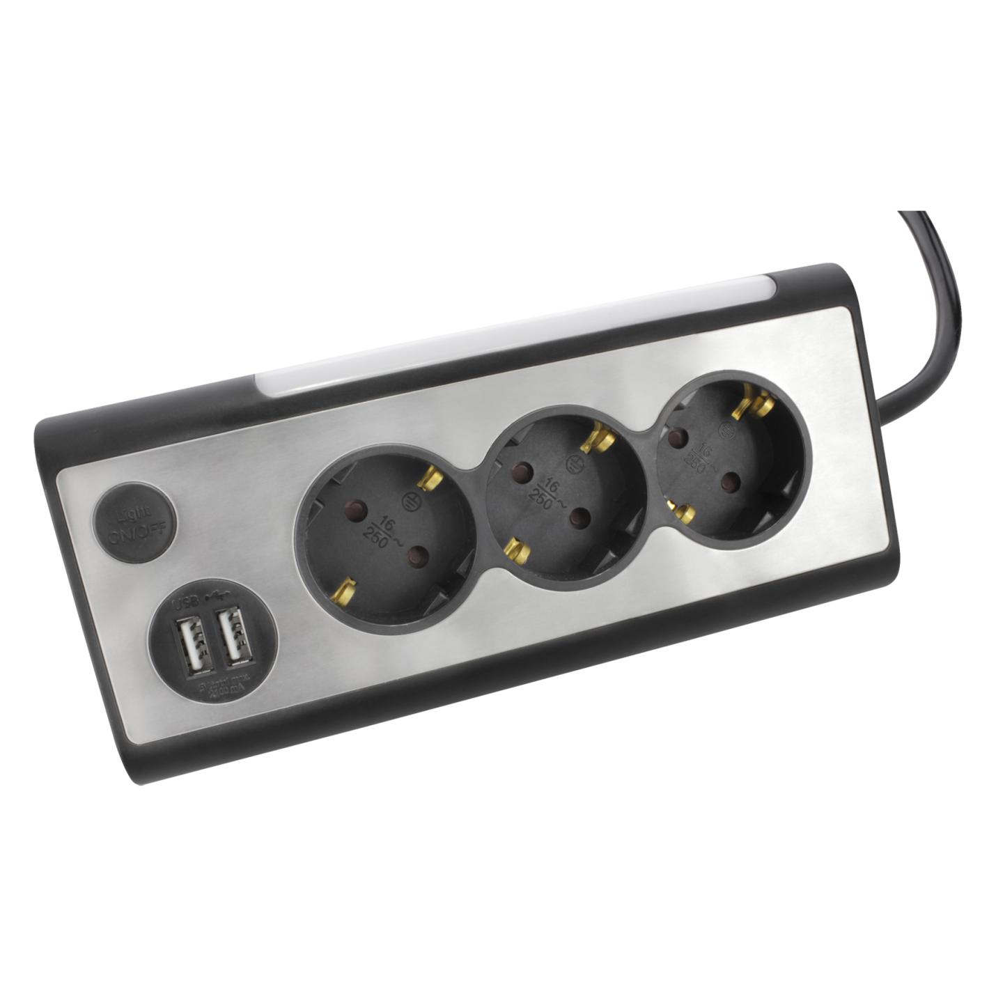 Qlink stekkerdoos 3v usb + lamp