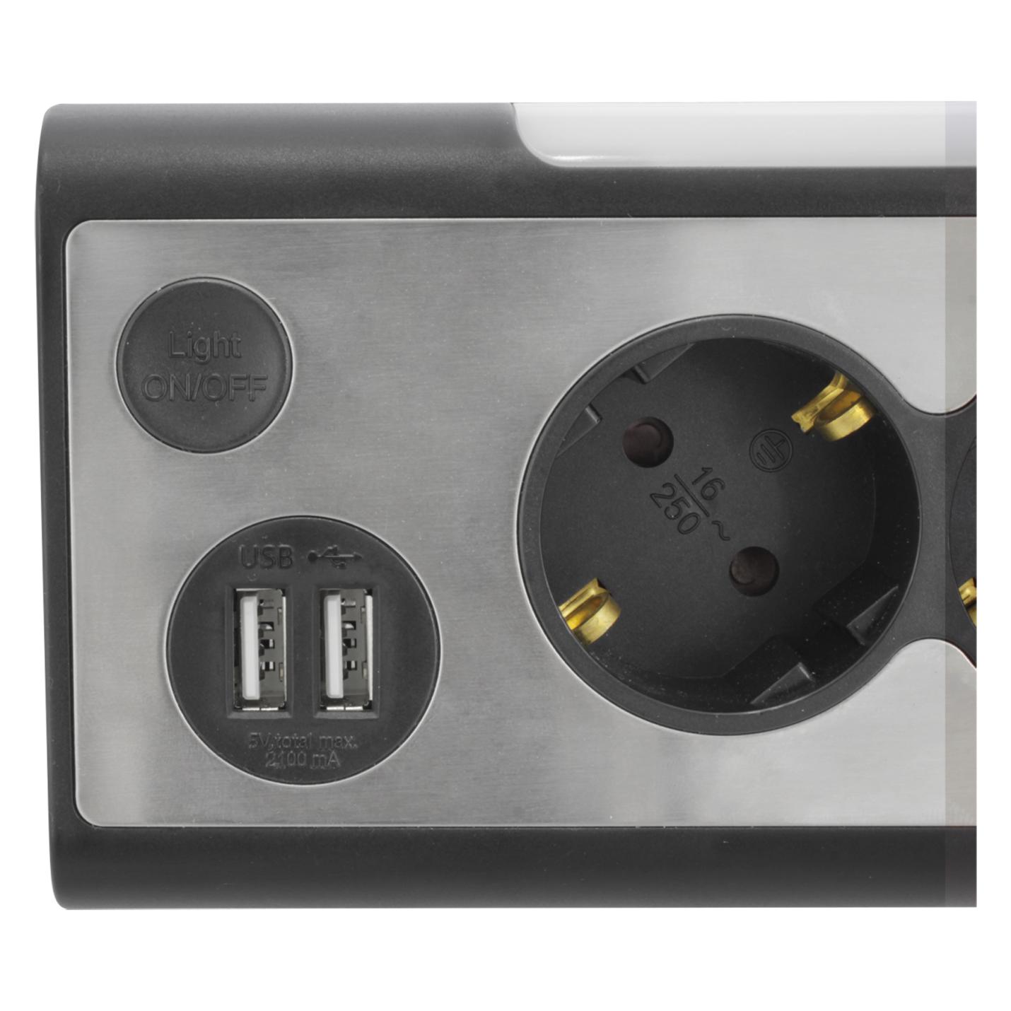 Qlink stekkerdoos 3v usb + lamp