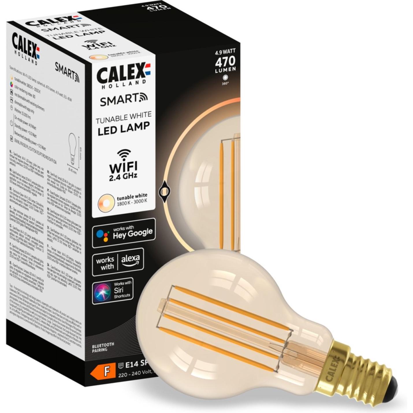 Calex Smart gold Kogel led lamp e14 | 4,9W 450lm; Afbeelding: 3