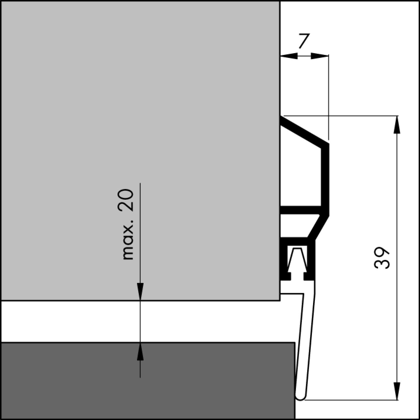 Ellen Dorpelprofiel ADS classic - 100 cm - aluminium; Afbeelding: 2