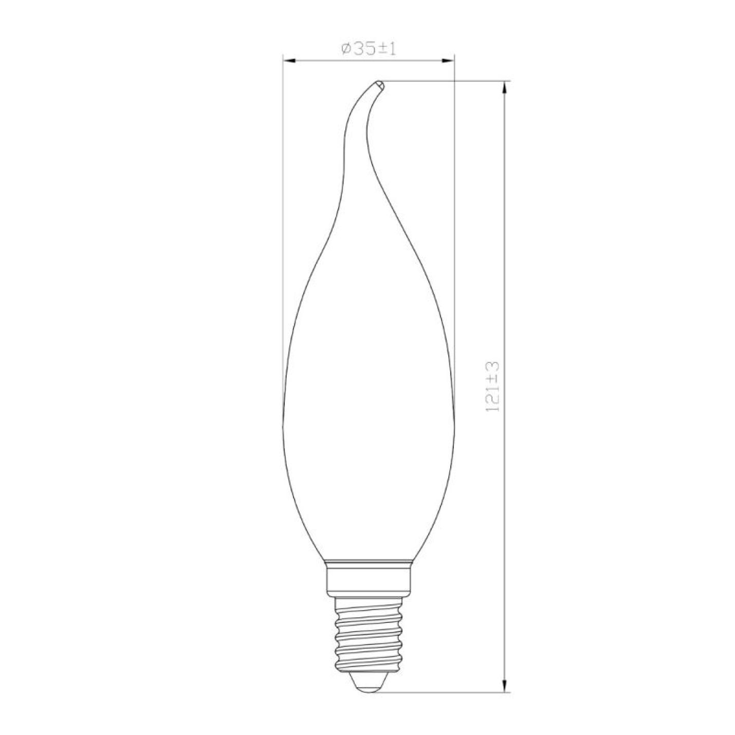 Noxion Lucent LED E14 gebogen punt Kaars Filament Amber 4.1W 350lm; Afbeelding: 4
