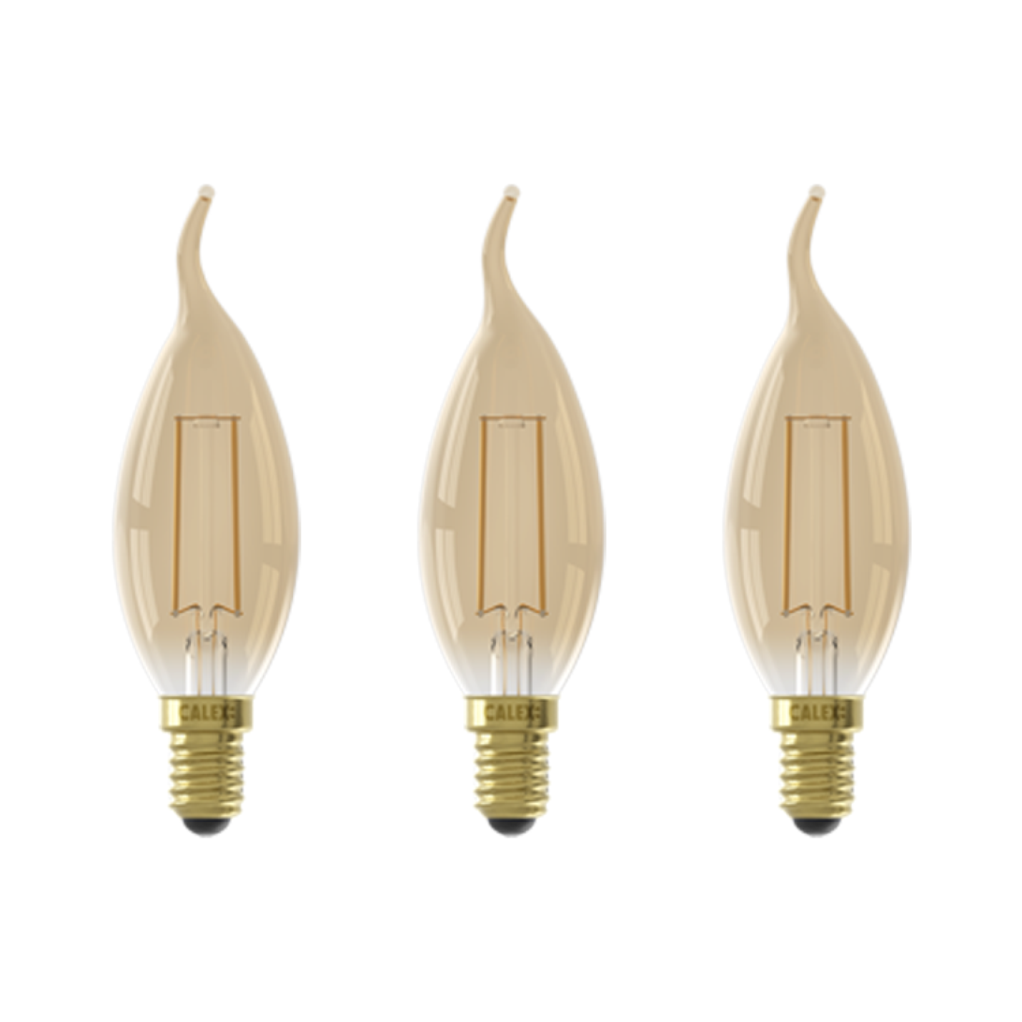Set van 3 | Calex kaars met punt | BXS35 goud dimbaar