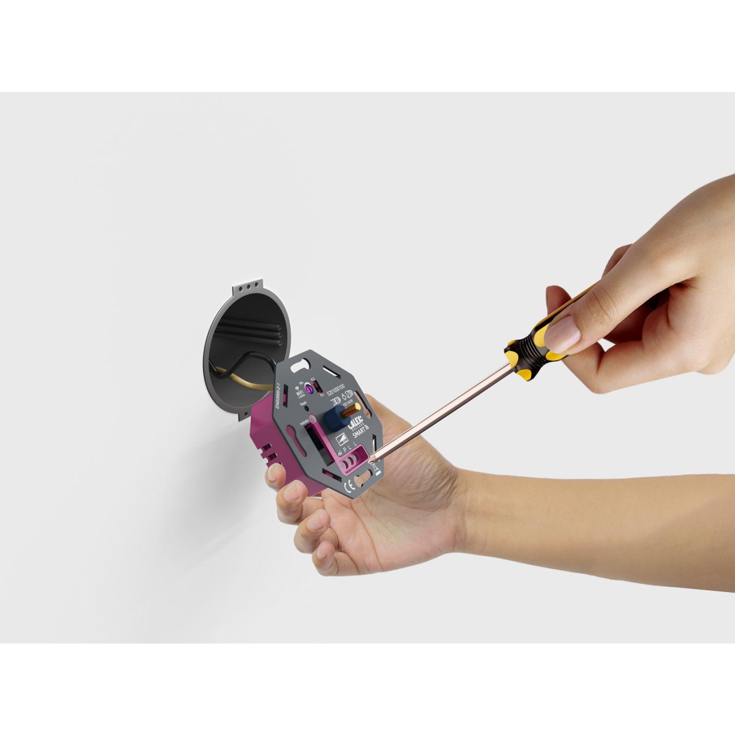Combinatie Smart dimmer met 6 x E14 calex tip-kaars + afdekplaatje; Afbeelding: 6