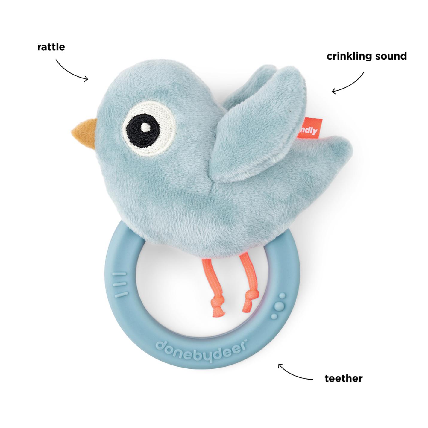 Rammelaar en bijtring Birdee blauw | Done by Deer; Afbeelding: 2