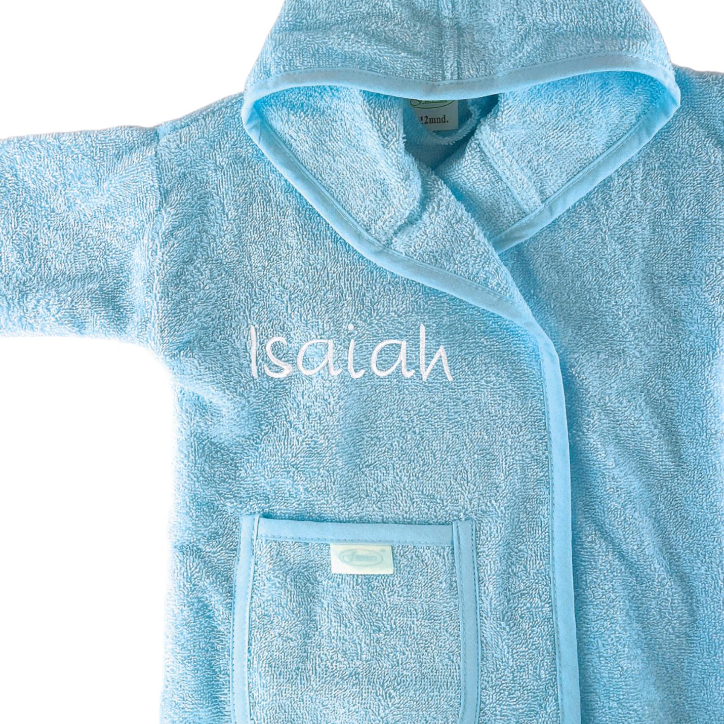 Baby badjas met naam | 1-2 jaar - Silkblue