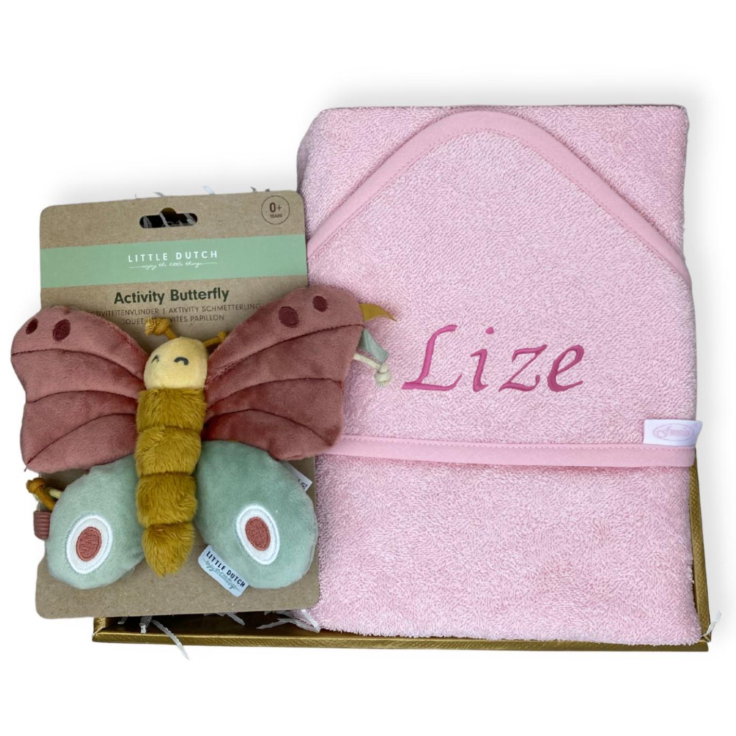 Kraammand Little Dutch met knuffelvlinder en badcape