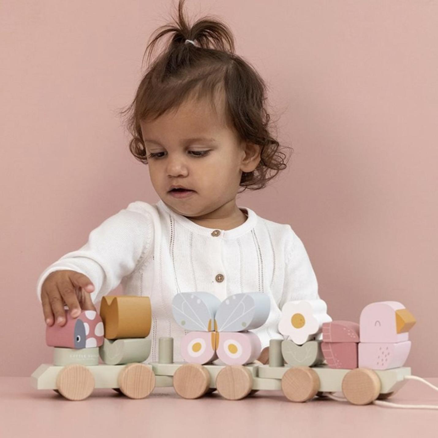 Houten blokkentrein Flowers & Butterflies | Little Dutch; Afbeelding: 3