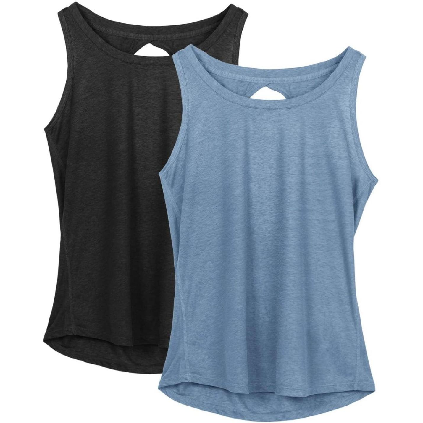 Yoga tanktops voor dames in 2-pack met open rug