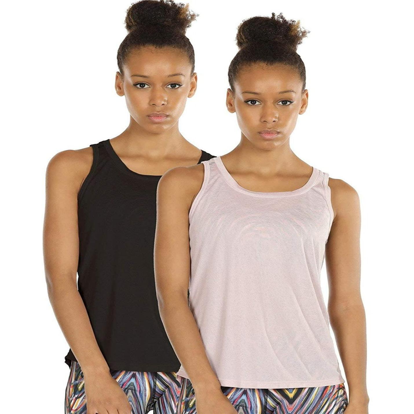 Fitness tanktops voor dames in 2-pack met open rug