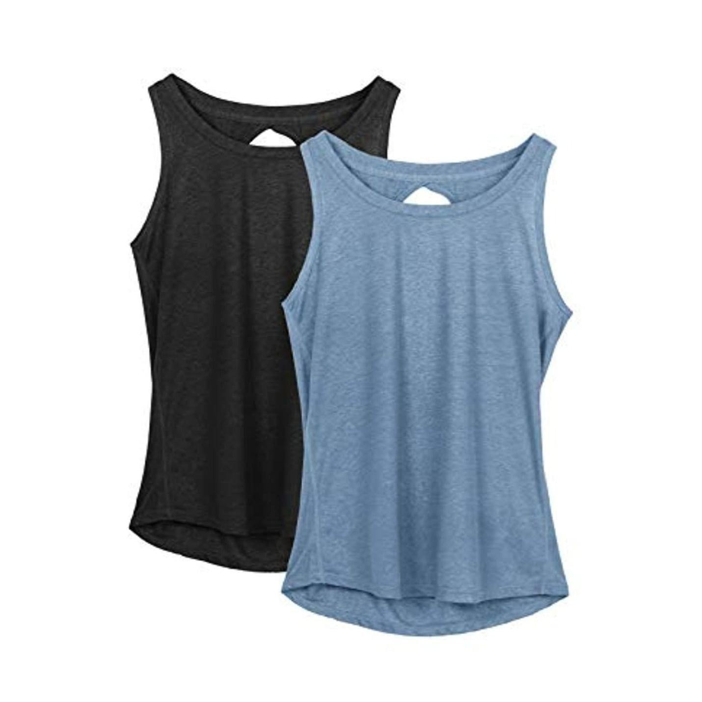 Dames workout tanktops met open rug in 2-pack