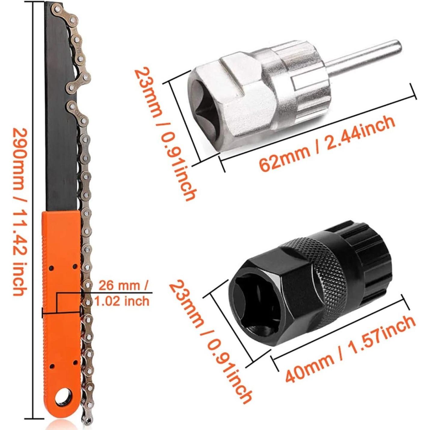 Fiets kettingzweep, tandwieltrekker cassettetrekker tandwielverwijderaar, fietcassetteverwijderaar, lock ring-gereedschap, gereedschapsset voor 6-, 7-, 8-, 9-, 10-, 11-versnellingscassettes - happygetfit.com