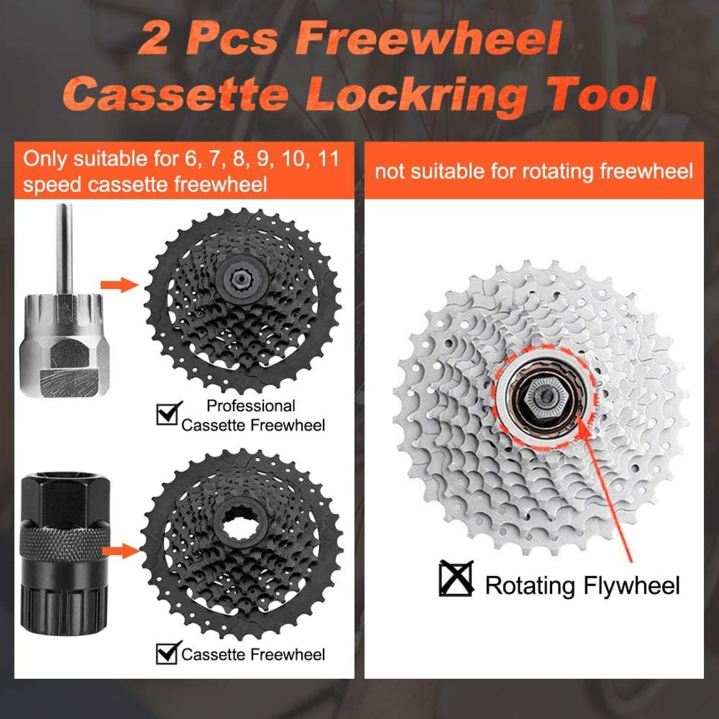 Fiets kettingzweep, tandwieltrekker cassettetrekker tandwielverwijderaar, fietcassetteverwijderaar, lock ring-gereedschap, gereedschapsset voor 6-, 7-, 8-, 9-, 10-, 11-versnellingscassettes - happygetfit.com