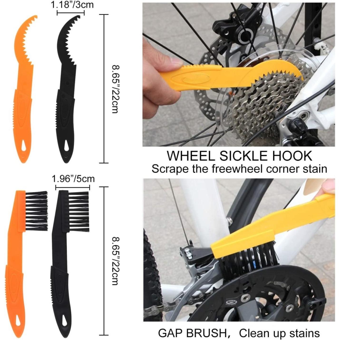 Fietsreinigingsset, Peaken 10-delige precisie fietsreinigingsborstel inclusief fietskettingborstel kettingreiniger, Fiets Clean Brush Kit, geschikt voor stads-, hybride-, berg-, weg-, vouwfiets - happygetfit.com