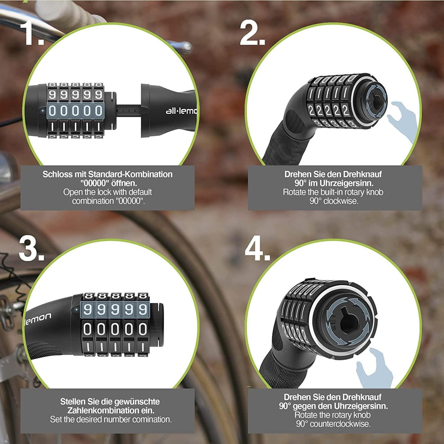 Een compact fietsslot met ketting dat gemakkelijk kan worden meegenomen en gebruikt onderweg.