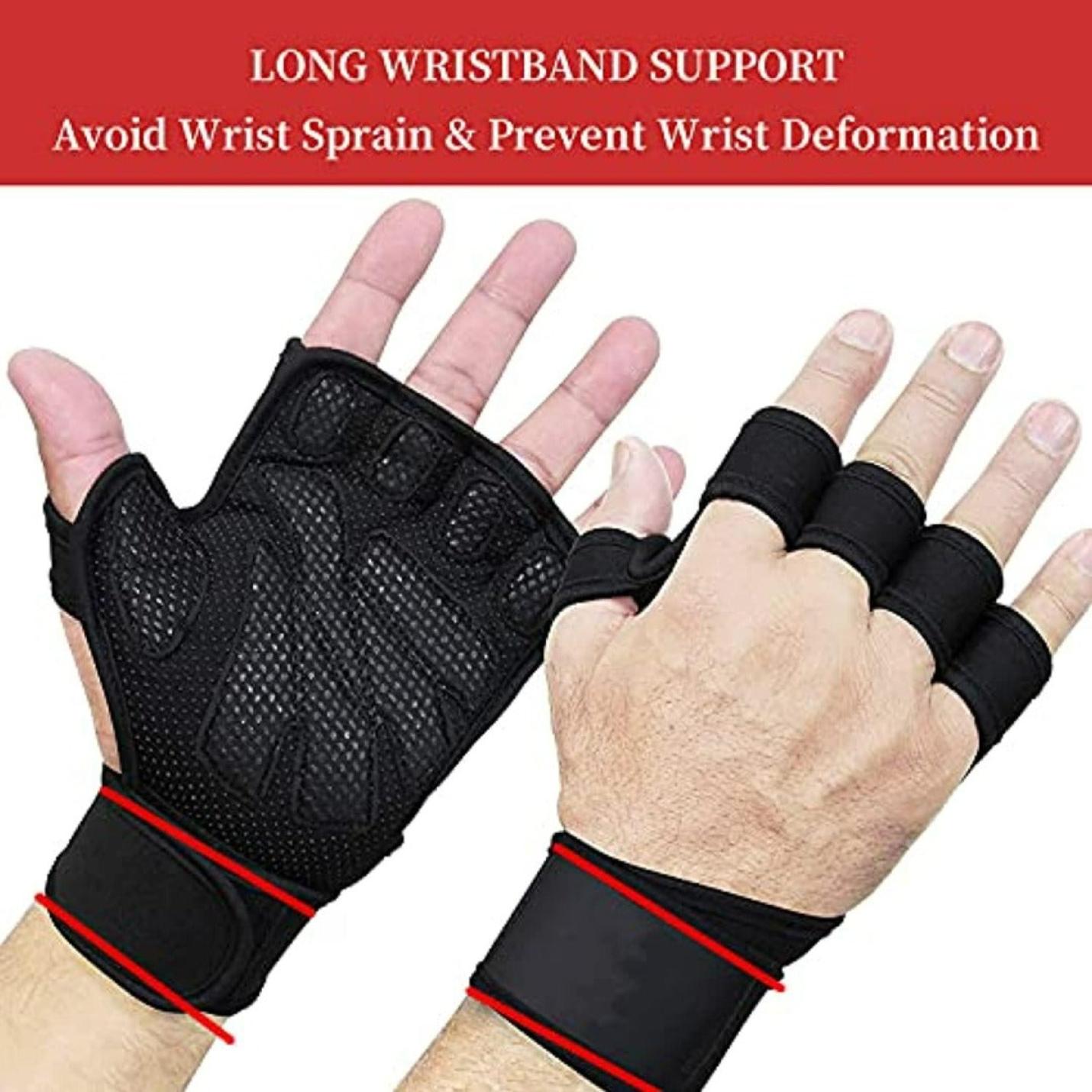Leather gym gloves with wrist band shop