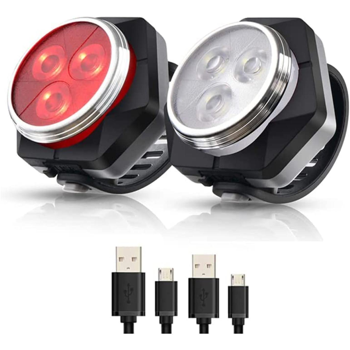 LED Fietsver Lichting Set, USB Oplaadbare,4 Lichtmodi,Waterdichte Wit Fietslicht en Rood Achterlicht, 800mAh Batterij voor en Achterlicht Perfect voor Mountainbike of Racefiets - happygetfit.com