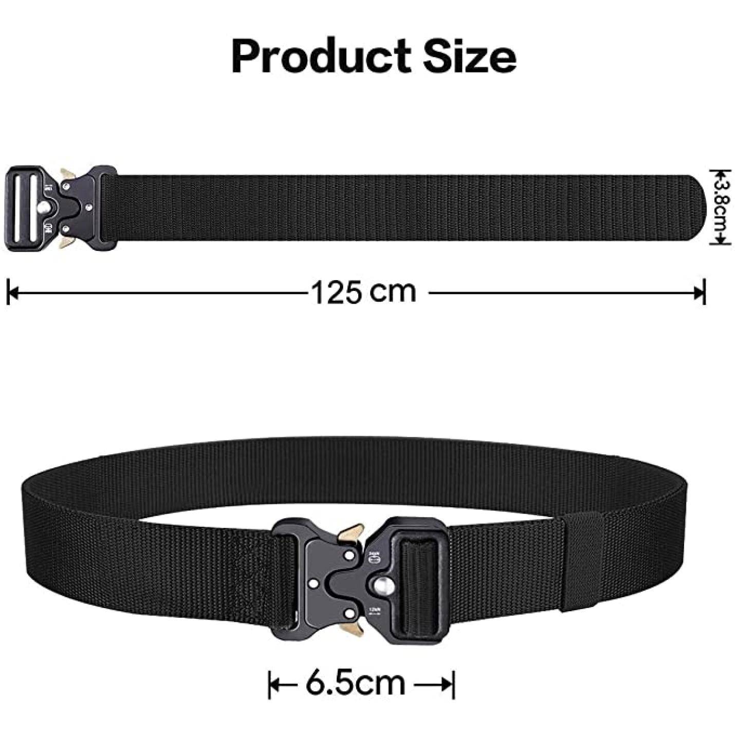 Mannen tactische riem, militaire stijl zware nylon canvas heupgordels met metalen gesp met snelsluiting voor jachttraining leger rennen [3 haak] 125 * 3.8 CM (L * W) - happygetfit.com