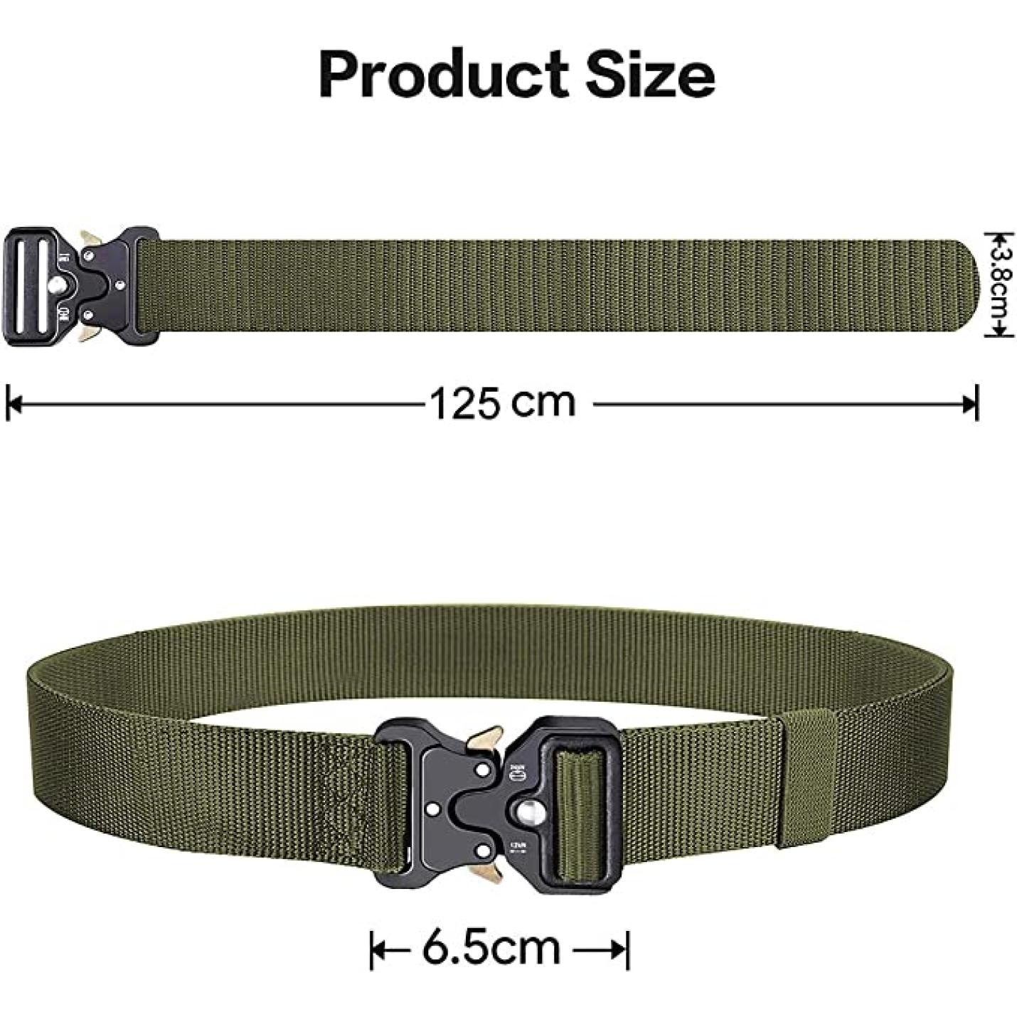 Mannen tactische riem, militaire stijl zware nylon canvas heupgordels met metalen gesp met snelsluiting voor jachttraining leger rennen [3 haak] 125 * 3.8 CM (L * W) - happygetfit.com