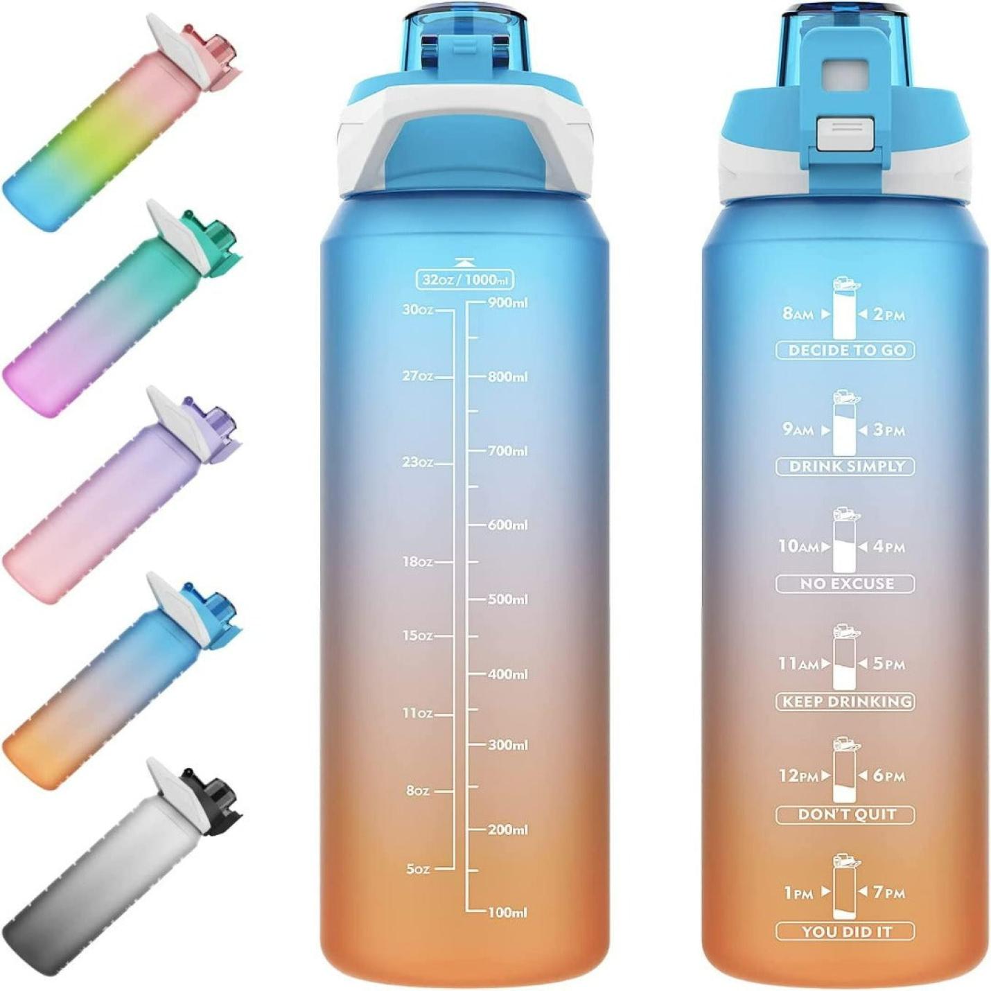 BPA-vrije sportwaterfles met motivatietekst en tijdmarkeringen voor sportschool en buiten gebruik