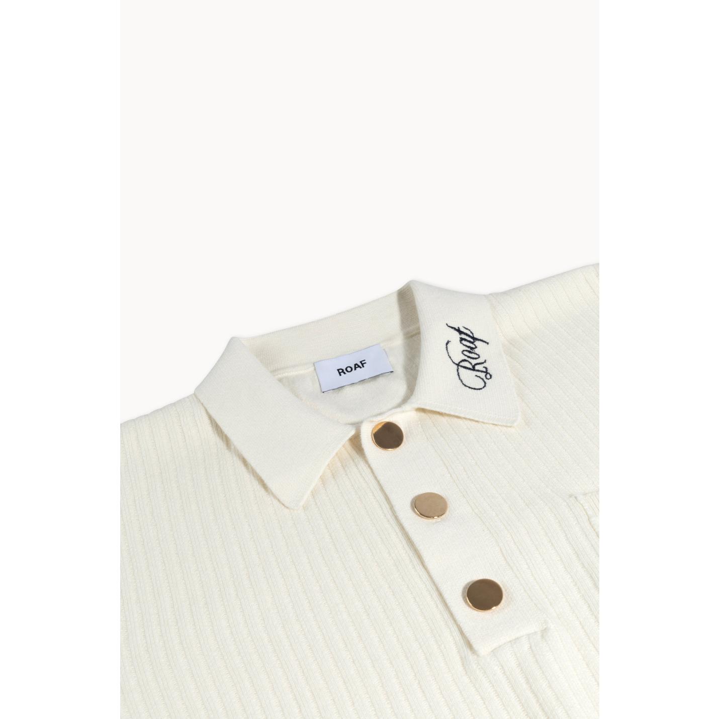 Ivory Knitted Polo - L; Afbeelding: 3