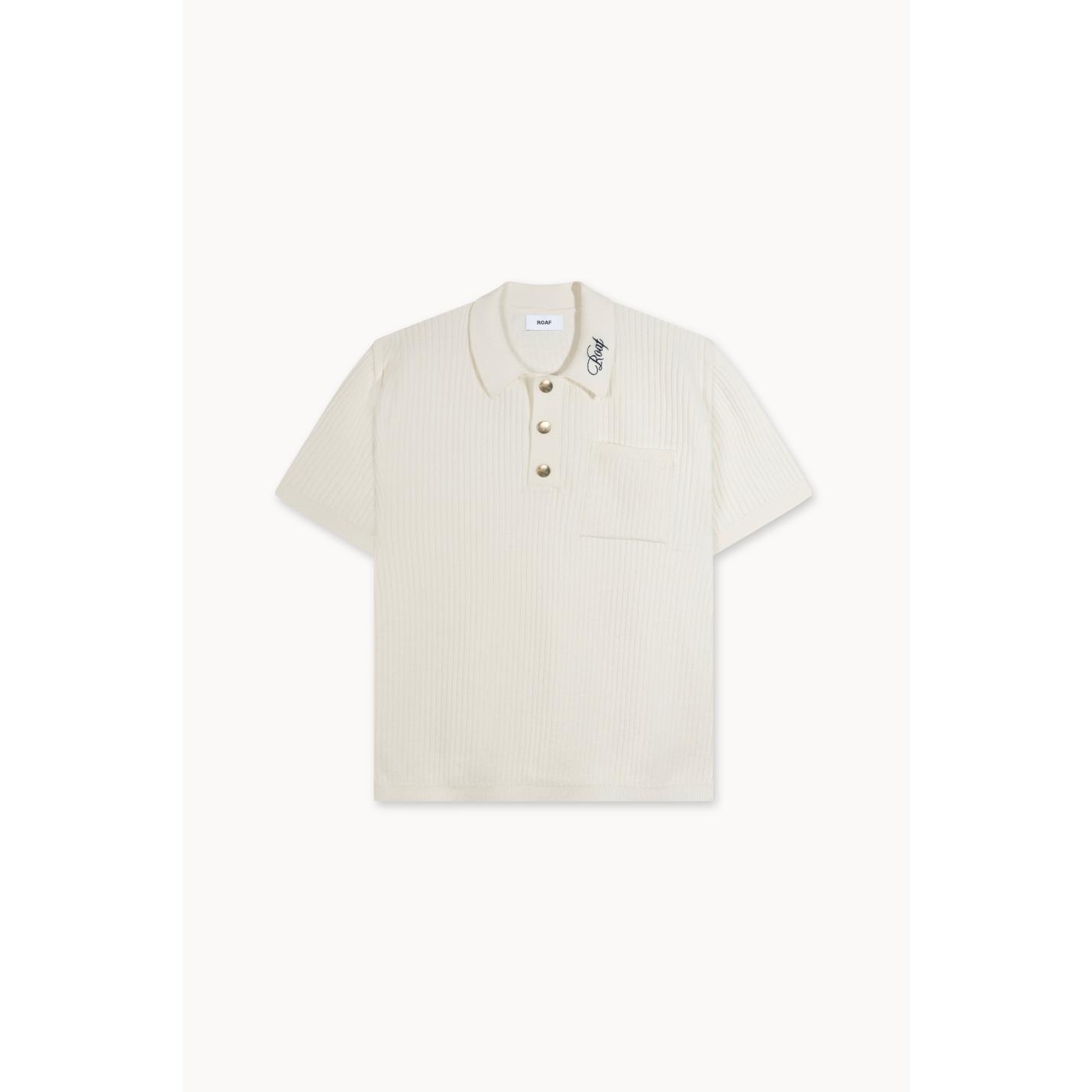 Ivory Knitted Polo - L