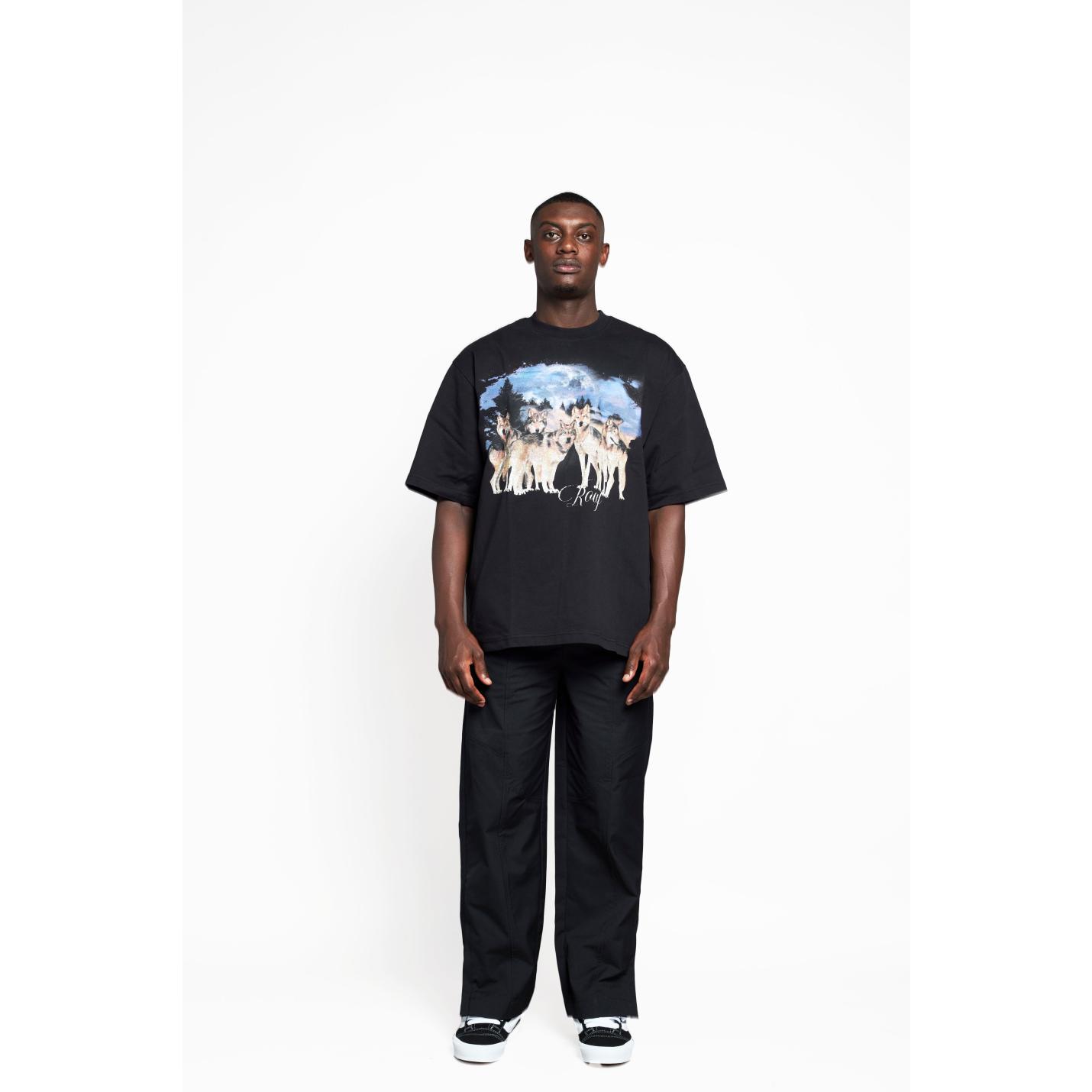Wolf Pack Tee in Washed Black Cotton - M; Afbeelding: 2