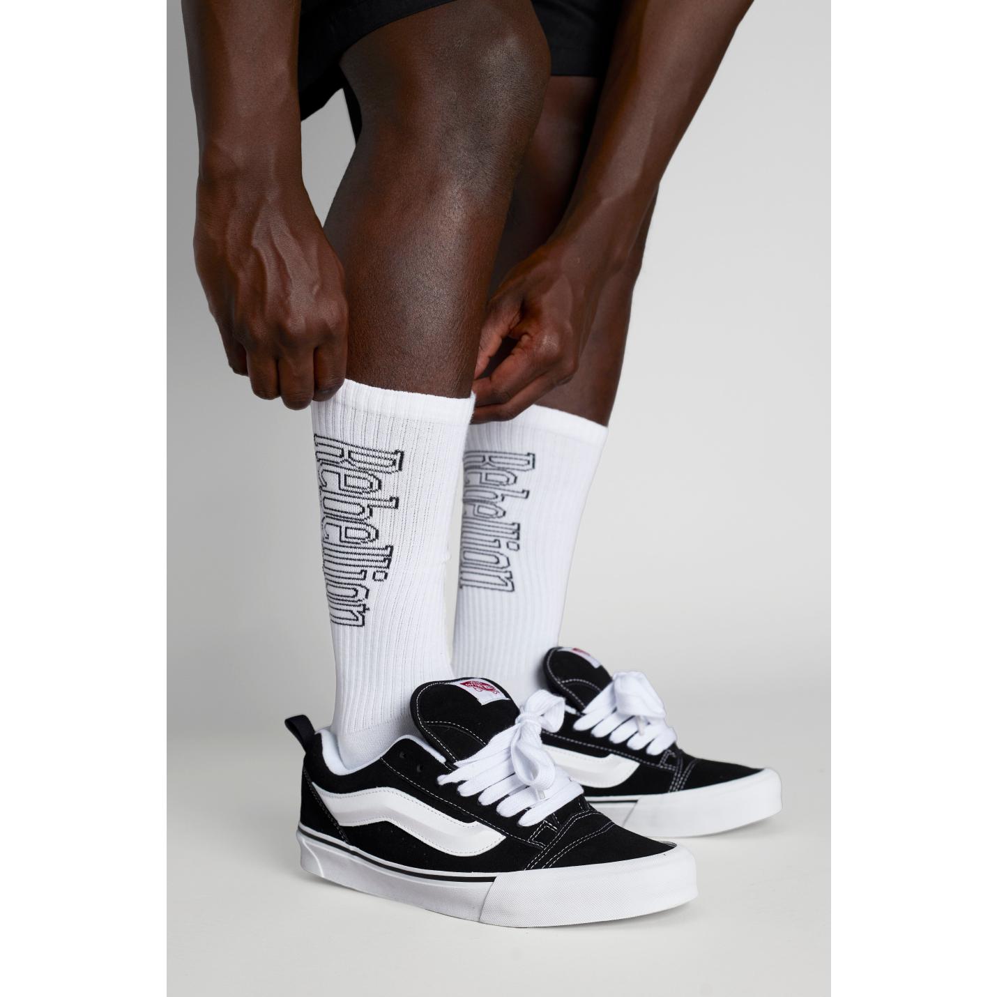 Rebellion Logo Socks White Black - 39-42; Afbeelding: 2