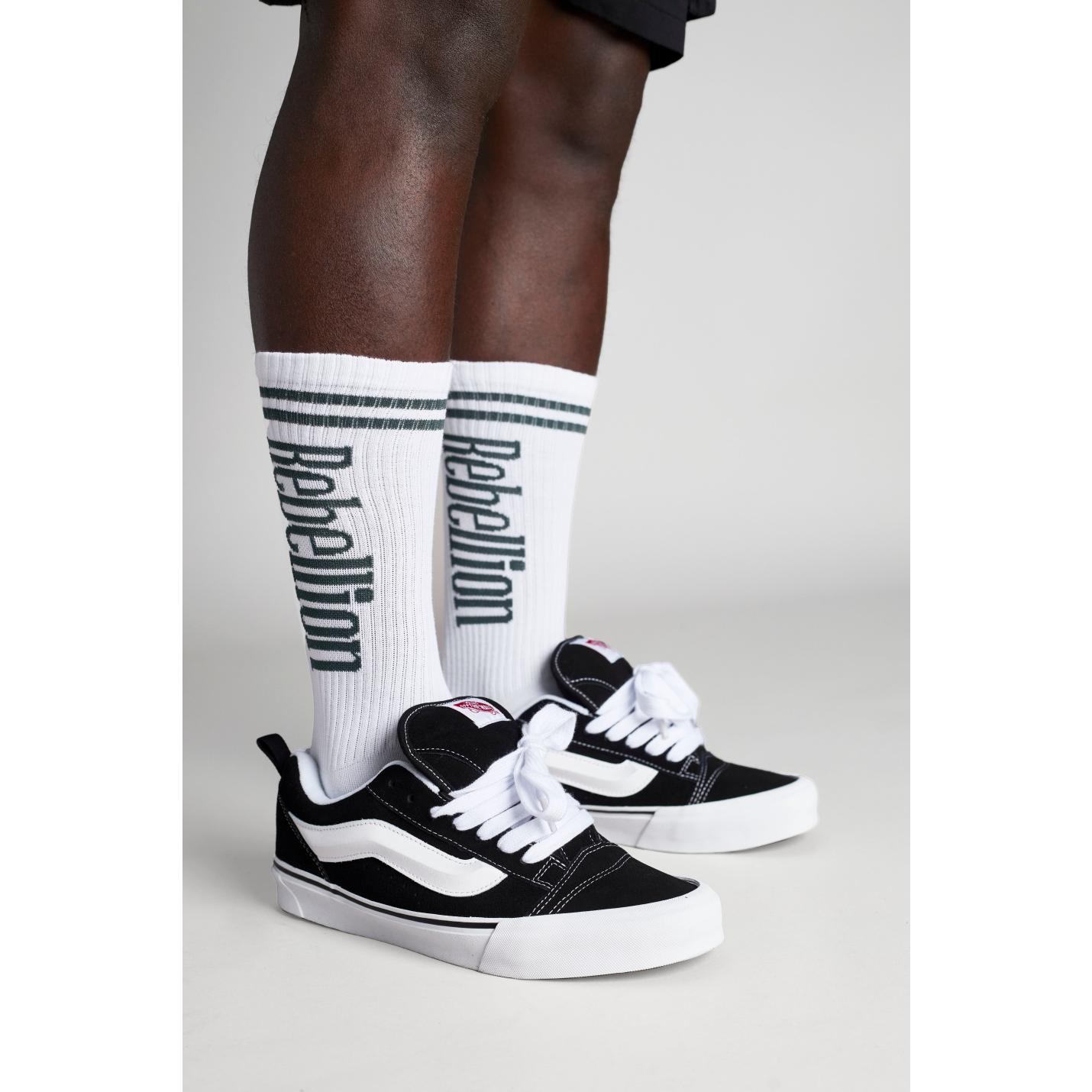 Rebellion Logo Socks White Green - 43-46; Afbeelding: 2