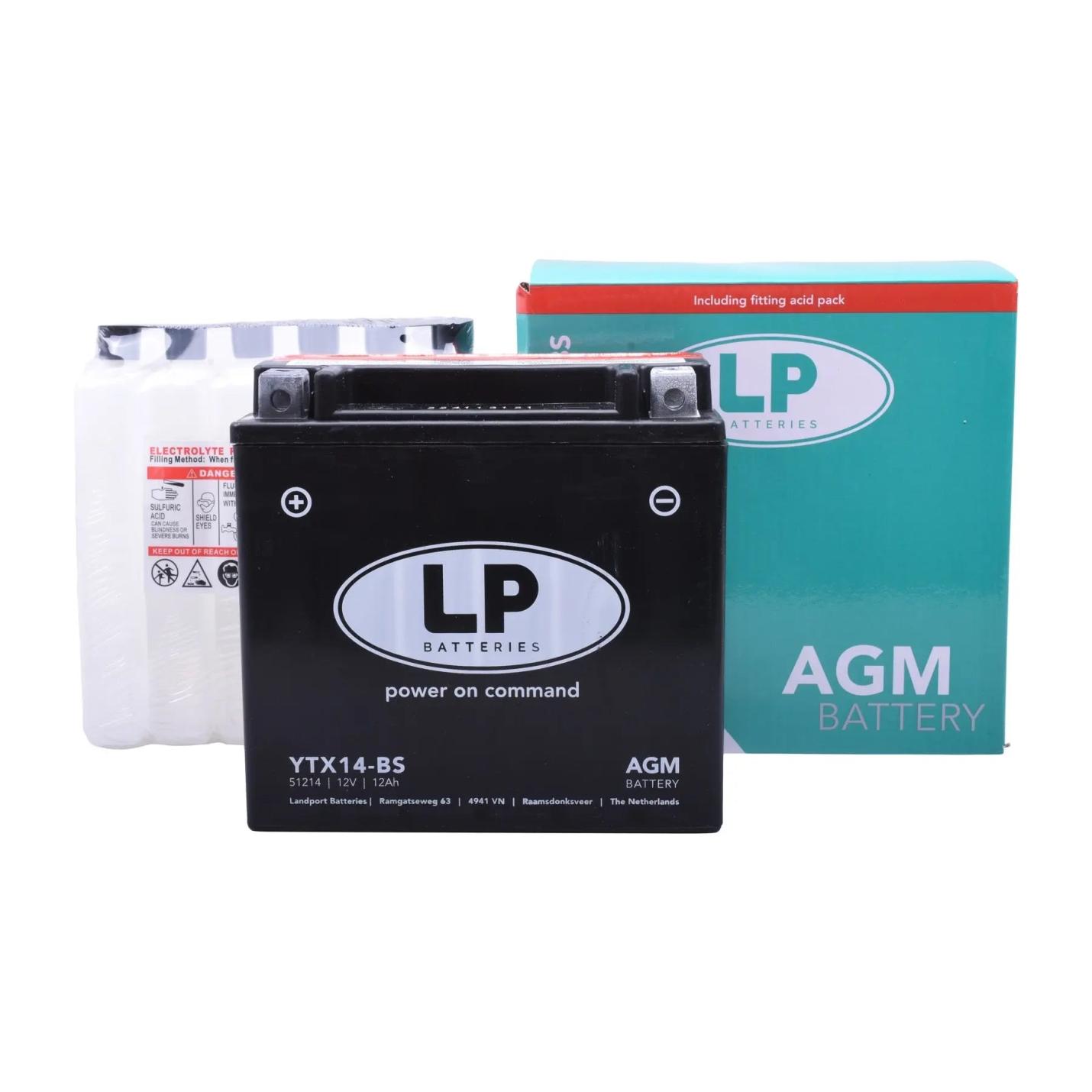 Accu Landport YTX14-BS AGM (12V/12A) - AE-trading