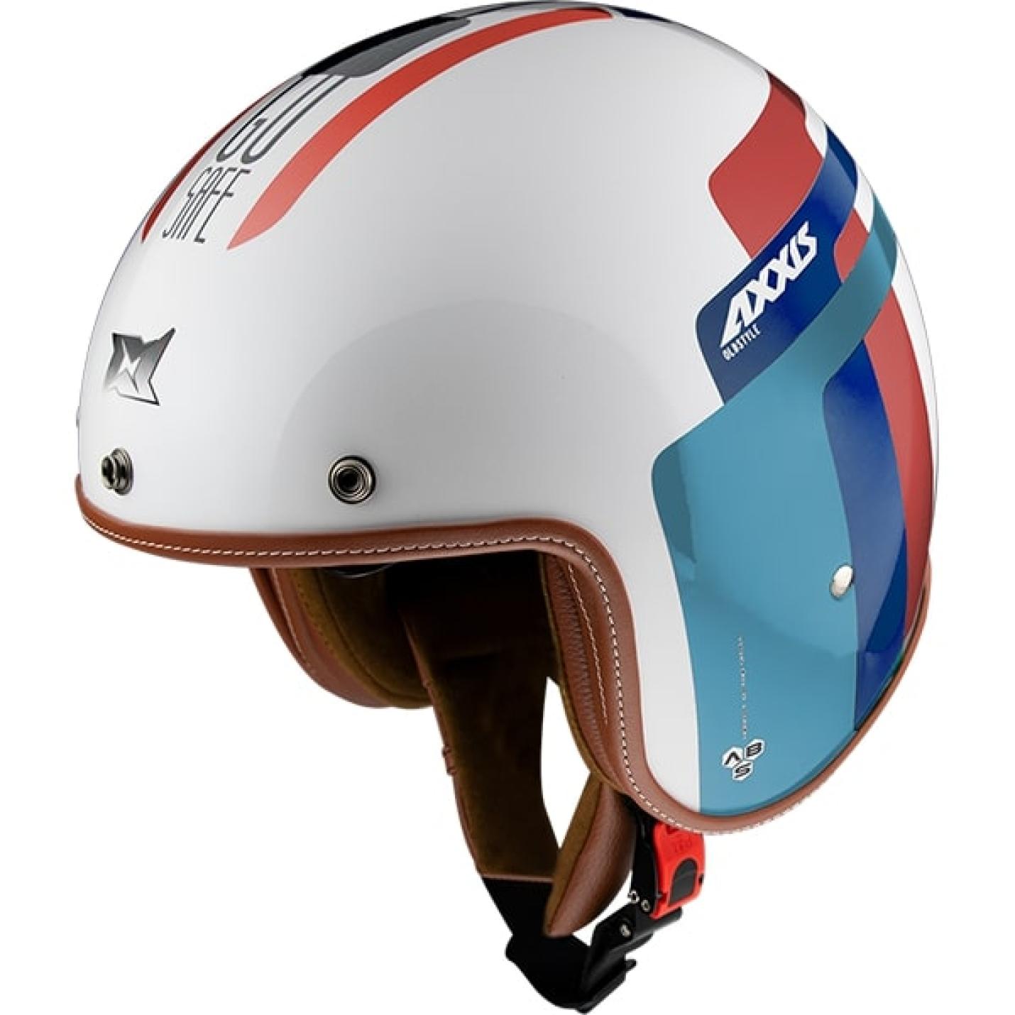 Helm Axxis Hornet Old Style Glans Blauw wit AE-trading