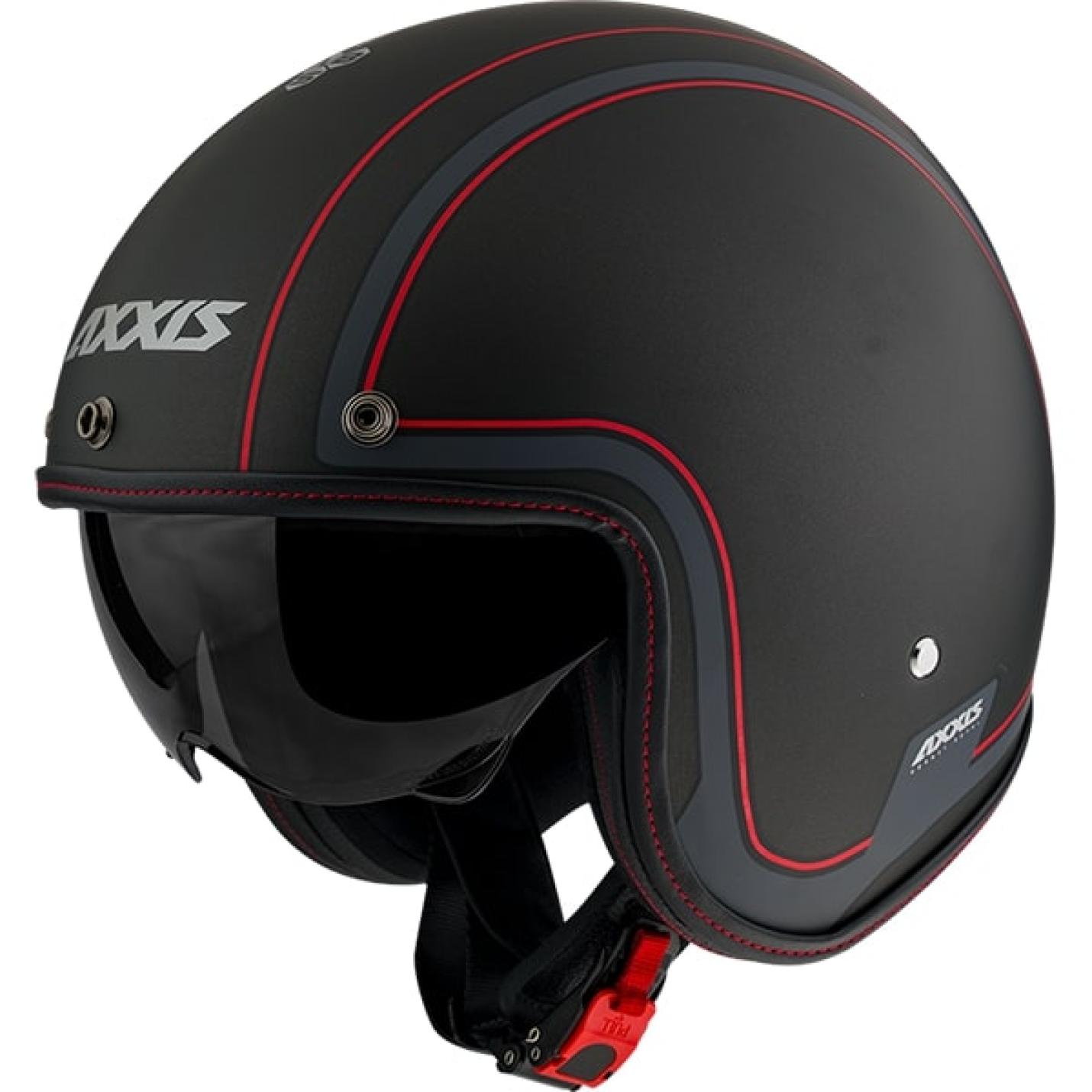 Helm Axxis Hornet Royal Mat Zwart met rode accenten AE-trading